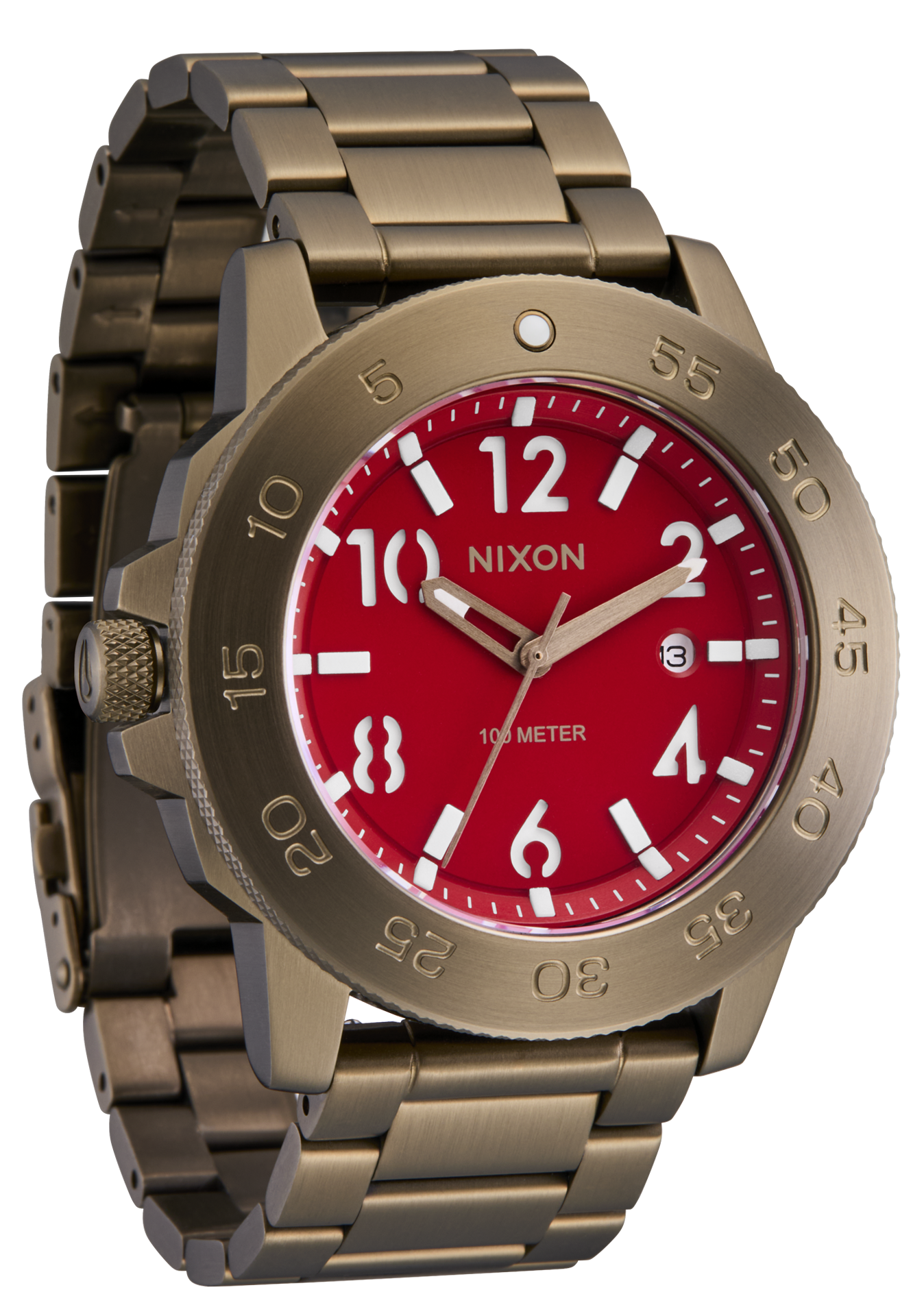 NIXON Smyth 44 - Khaki Red Unisex Watch | A14145262-00