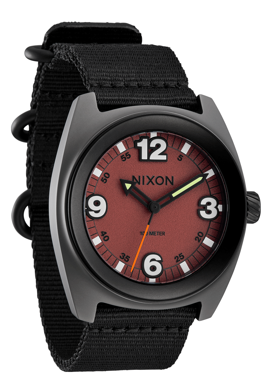 NIXON Clutch 42 Matte Gunmetal / Hot Sauce Men's Watch | A14475351-00