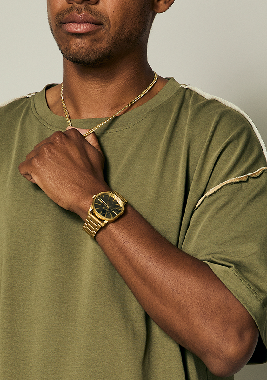 NIXON Sentry Wobble - 4th Dimension Gold / Black Unisex Watch | A14545358-00