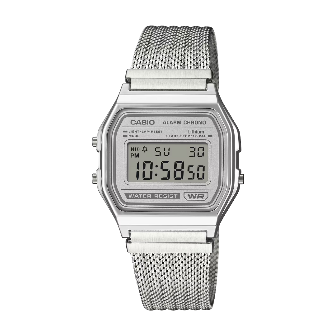 CASIO Vintage Silver Mesh Strap Digital Men's Watch | A158WEM-7DF