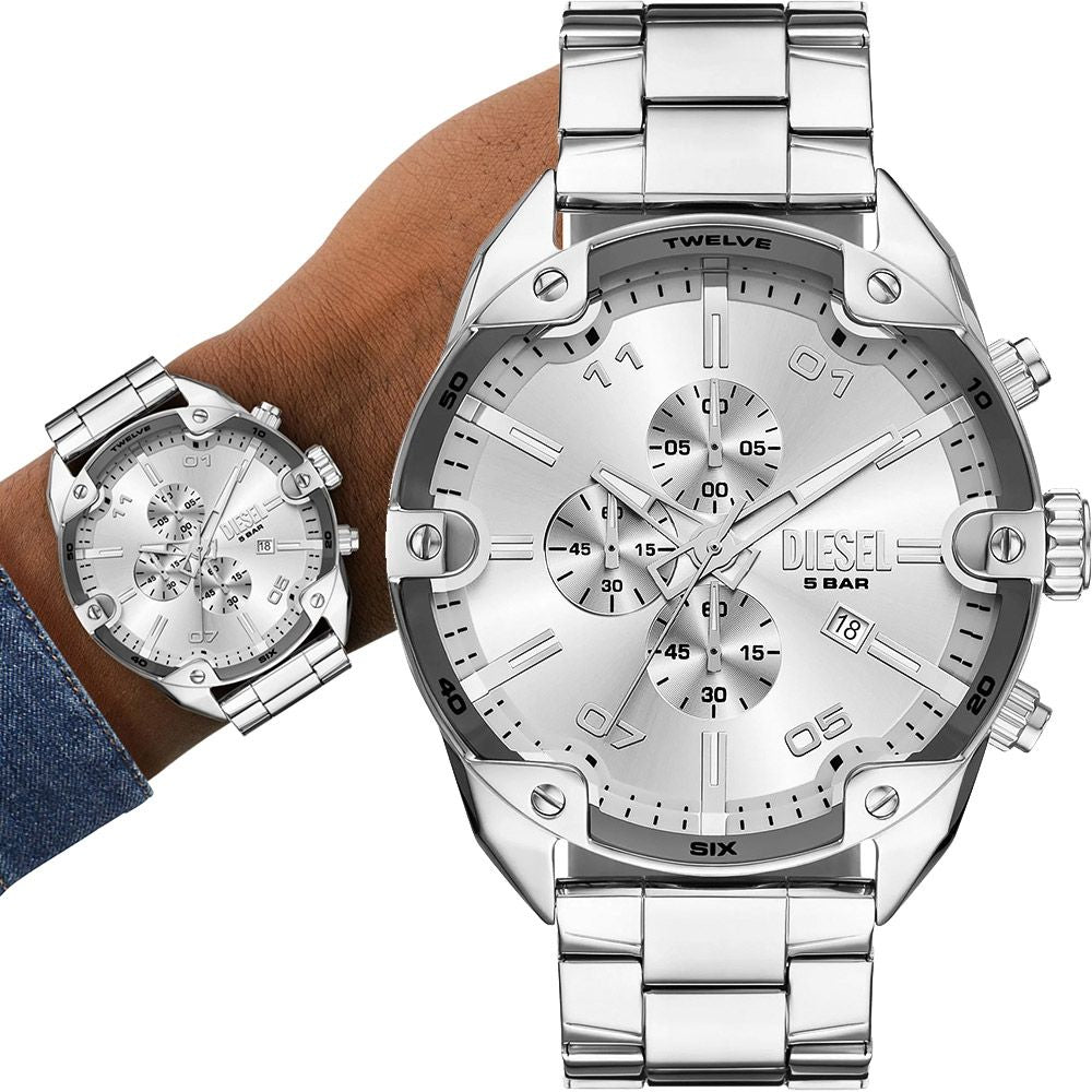 Diesel Spiked Stainless Steel Silver Men's Dress Watch | DZ4677