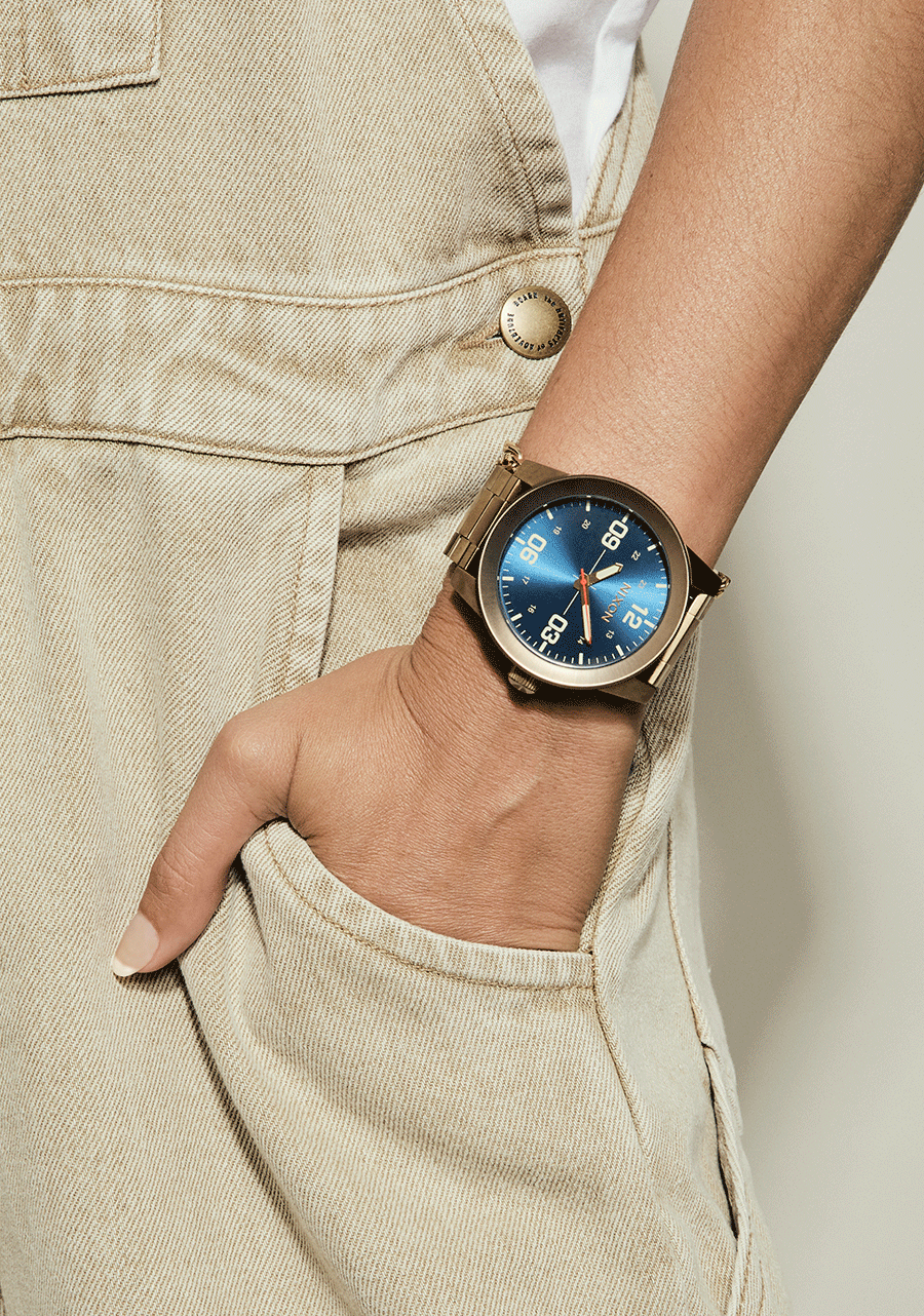 NIXON Corporal Stainless Steel - Desert Gold / Arles Blue Men's Watch | A3465301-00