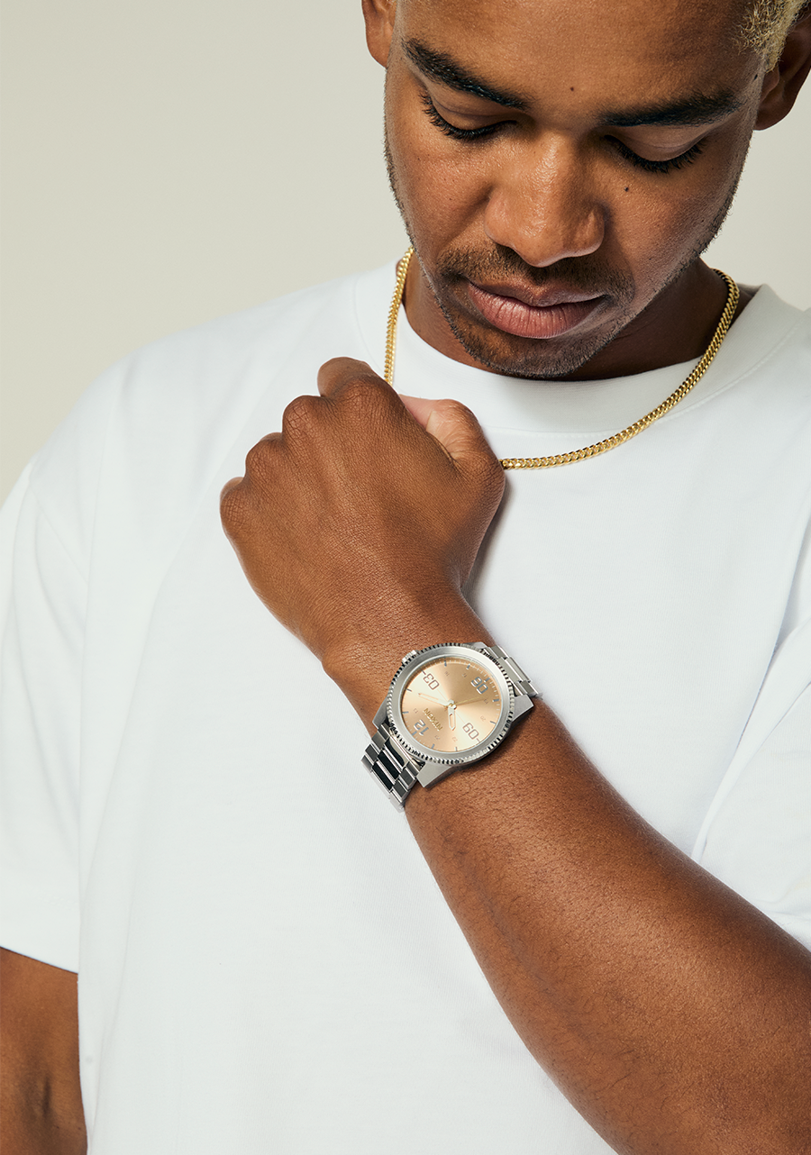 NIXON Corporal Stainless Steel - Silver / Coral Men's Watch | A3465339-00