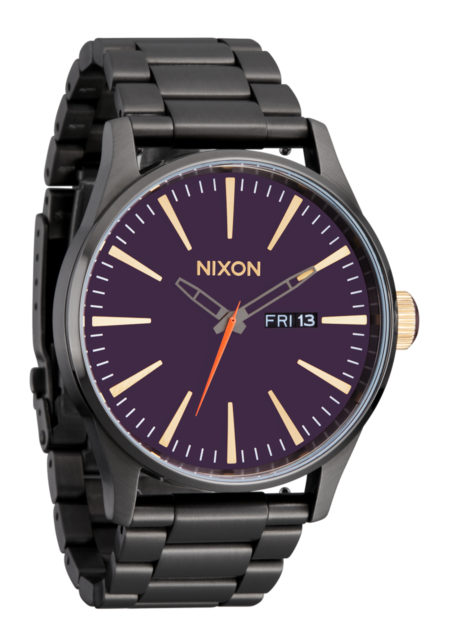 NIXON Sentry Stainless Steel - Gunmetal Blackberry Gold Men's Watch | A3565270-00