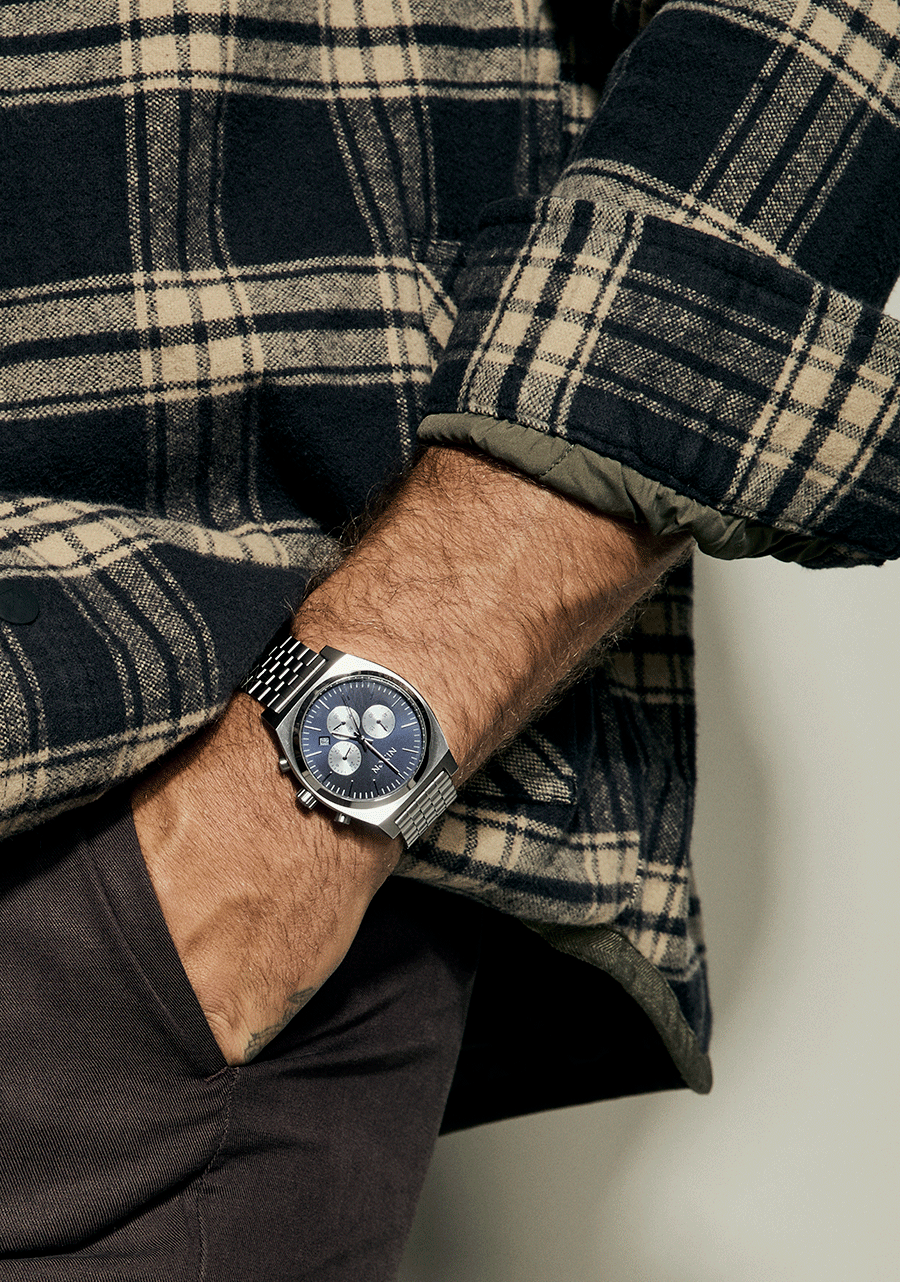 NIXON Time Teller Silver Dial and Blue Steel Bracelet 40mm Unisex Watch - view 9