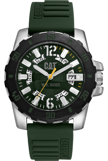 CAT Steel Barricade Green Silicone Strap Men's Watch | AR.141.23.133