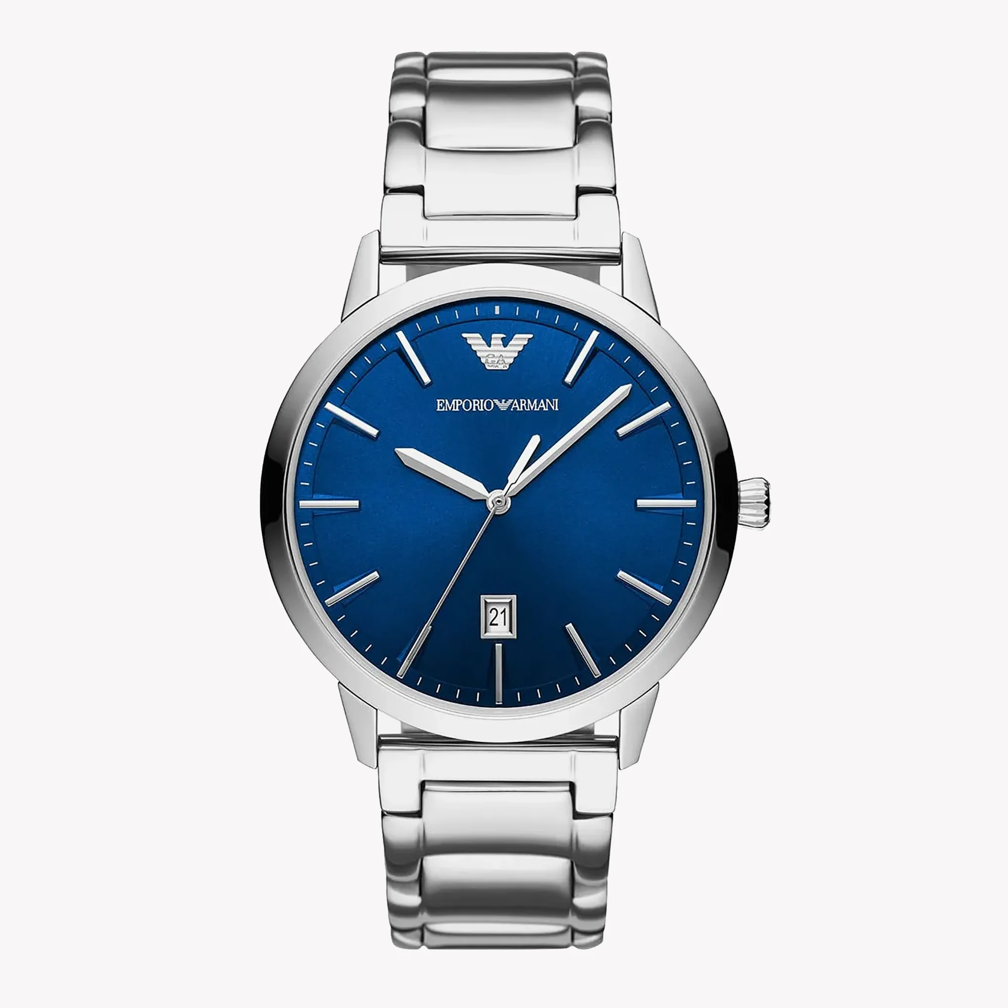 Emporio Armani Classic Blue Dial and Silver Stainless Steel 43mm Men's Watch | AR11311