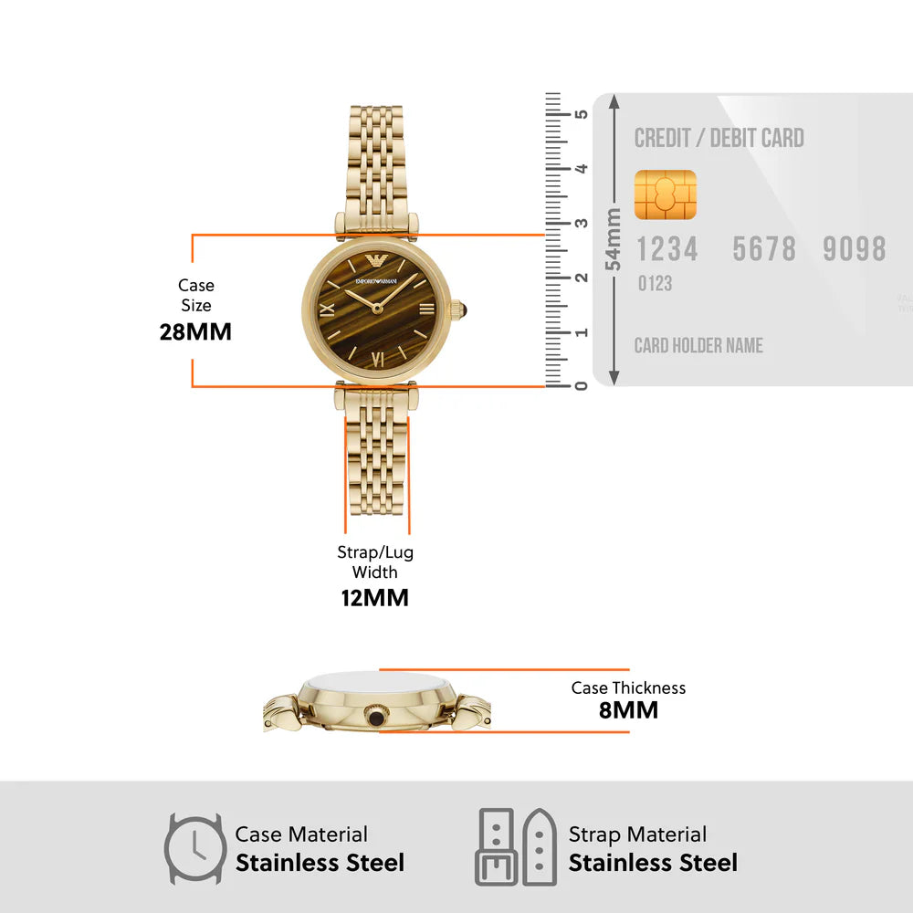 Emporio Armani Gianni T-Bar Black Dial Leather Women's Watch | AR11703