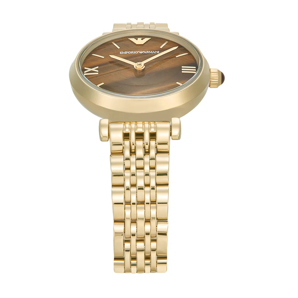 Emporio Armani Gianni T-Bar Black Dial Leather Women's Watch | AR11703