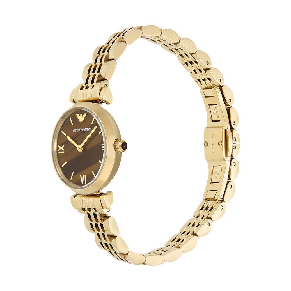 Emporio Armani Gianni T-Bar Black Dial Leather Women's Watch | AR11703