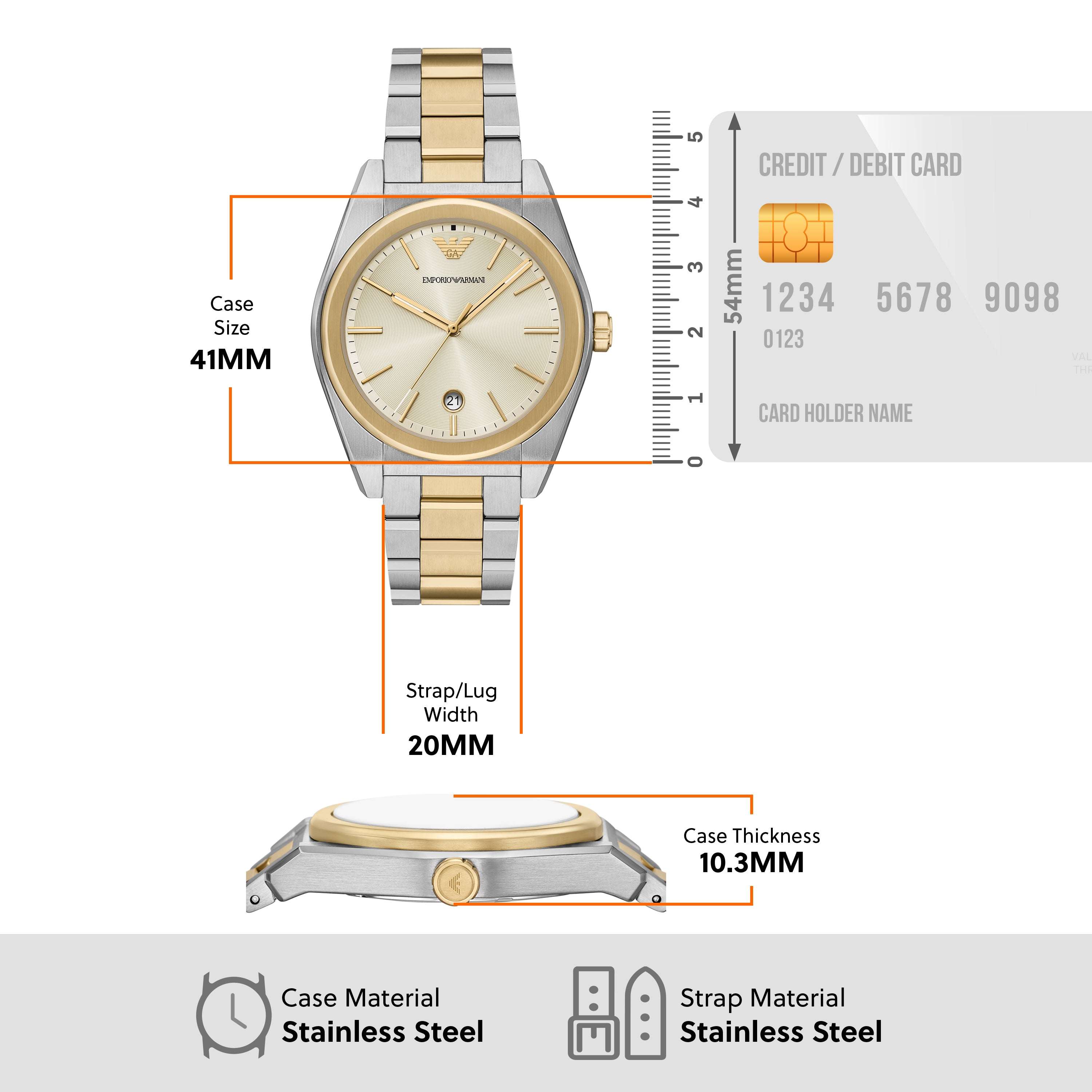 Emporio Armani Three Hand Two Tone Stainless Steel Men's Watch | AR11716