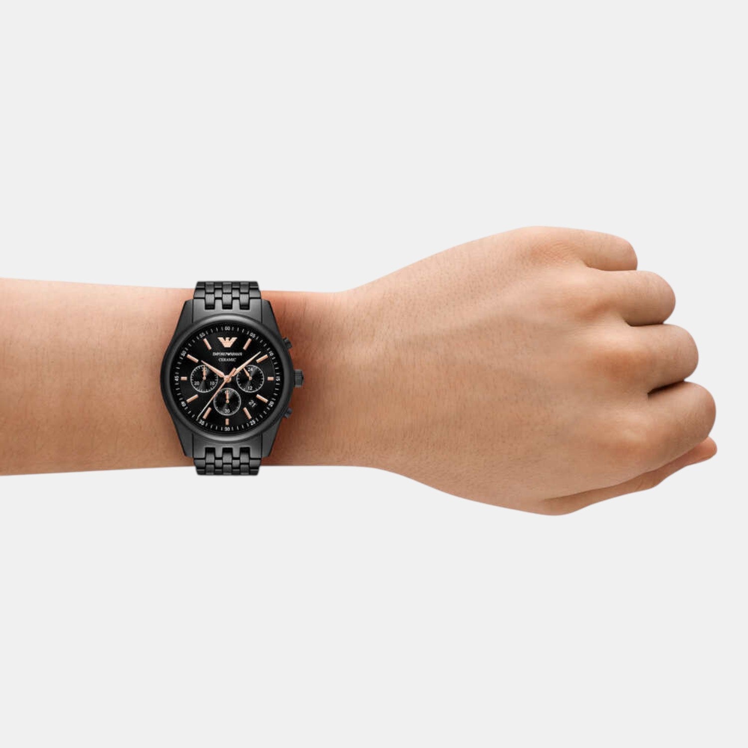 Emporio Armani Black Dial Chronograph Quartz Ceramic Men's Watch | AR70015