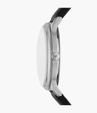 Emporio Armani Three-Hand Date Black Leather Mens Watch and Bracelet Set | AR80079SET