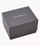 Emporio Armani Three-Hand Date Black Leather Mens Watch and Bracelet Set | AR80079SET