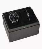 Emporio Armani Three-Hand Date Black Leather Mens Watch and Bracelet Set | AR80079SET