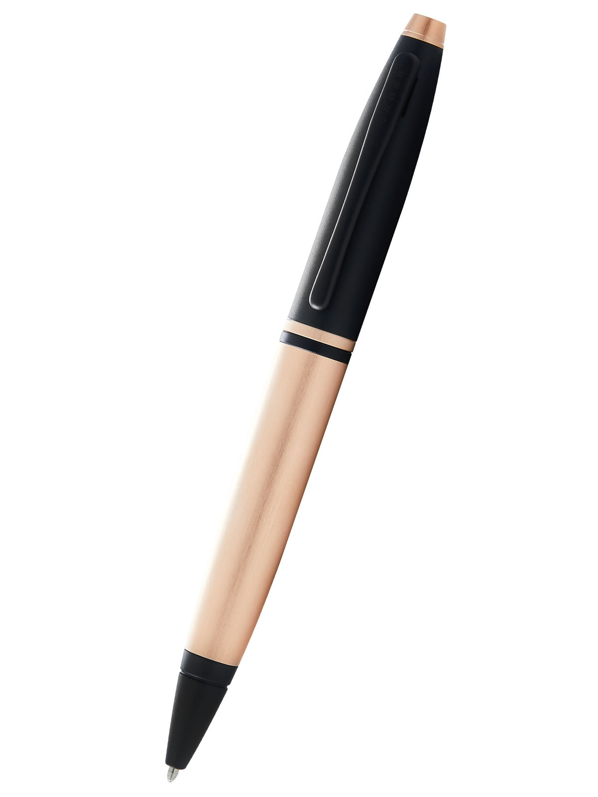 CROSS Calais Brushed Rose Gold Plate and Black Lacquer Ballpoint Pen | AT0112-27