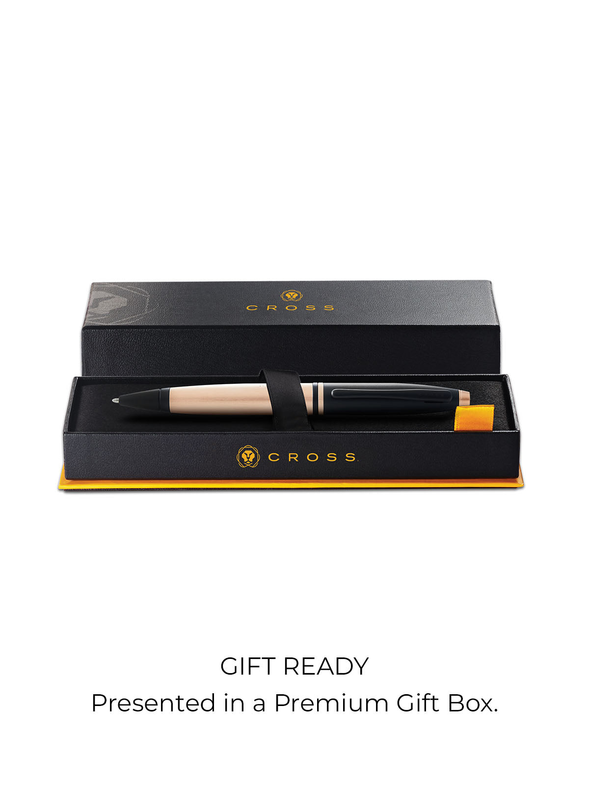 CROSS Calais Brushed Rose Gold Plate and Black Lacquer Ballpoint Pen | AT0112-27
