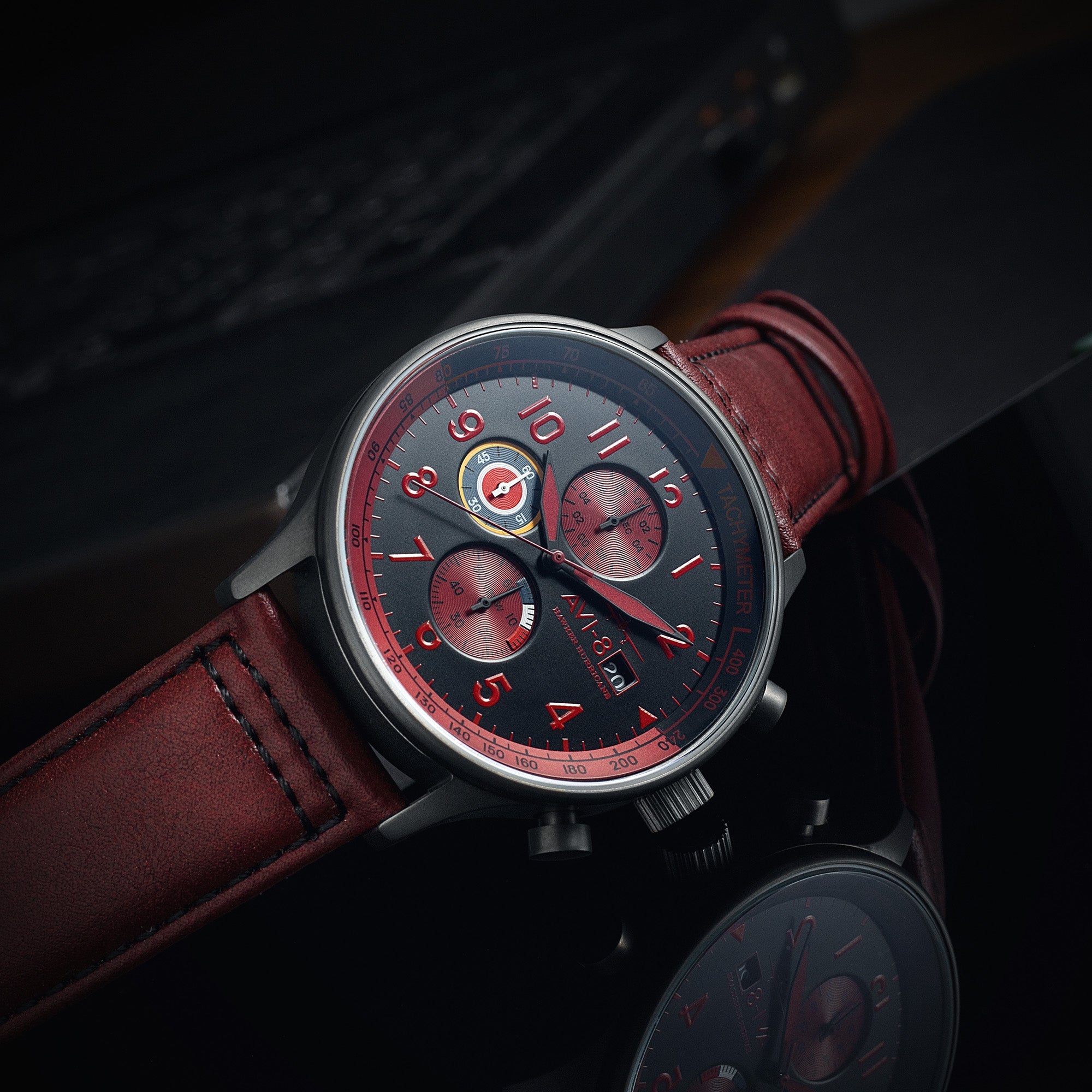 AVI-8 Hawker Hurricane Classic Chronograph Blood Red Av 4011 0S