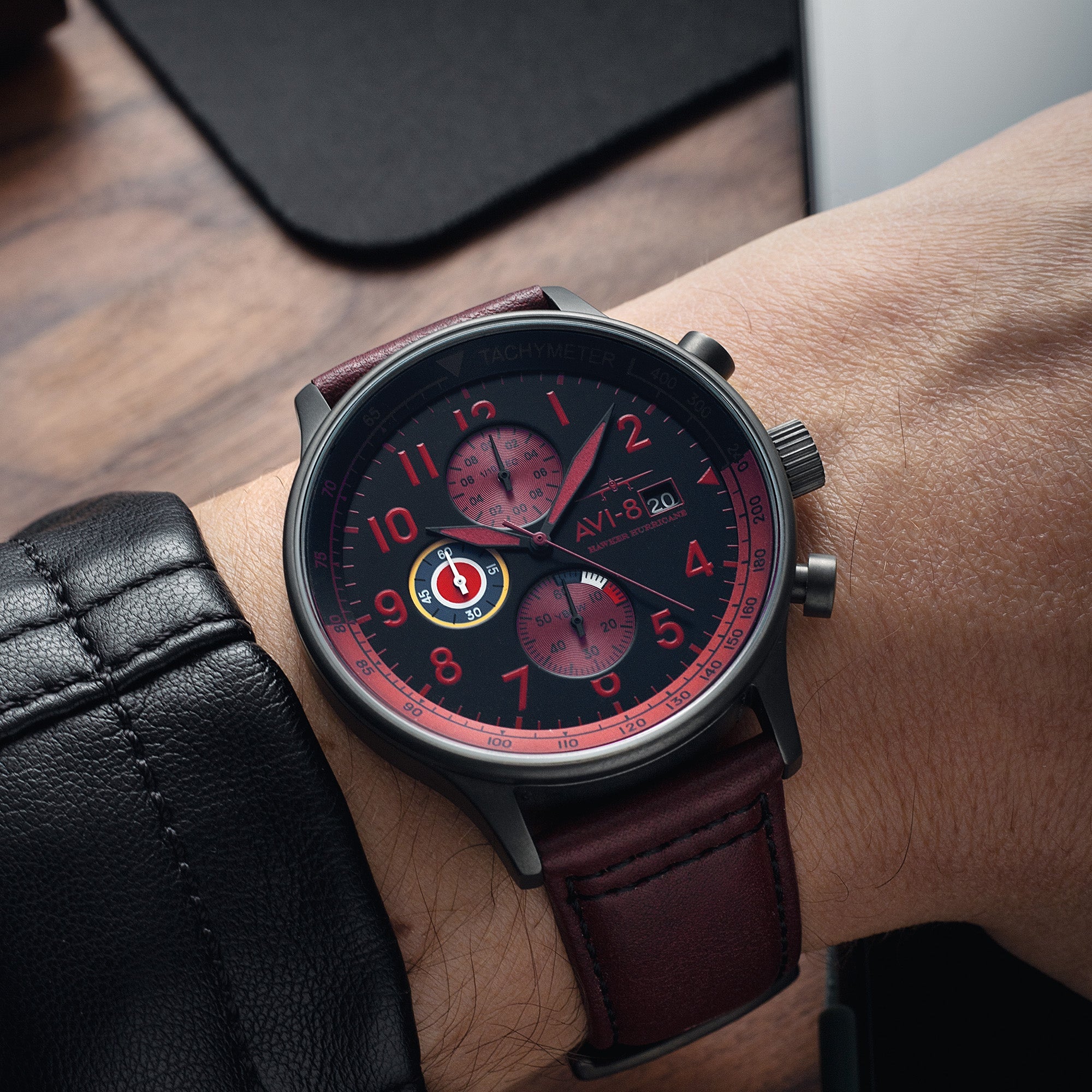 AVI-8 Hawker Hurricane Classic Chronograph Blood Red Av 4011 0S