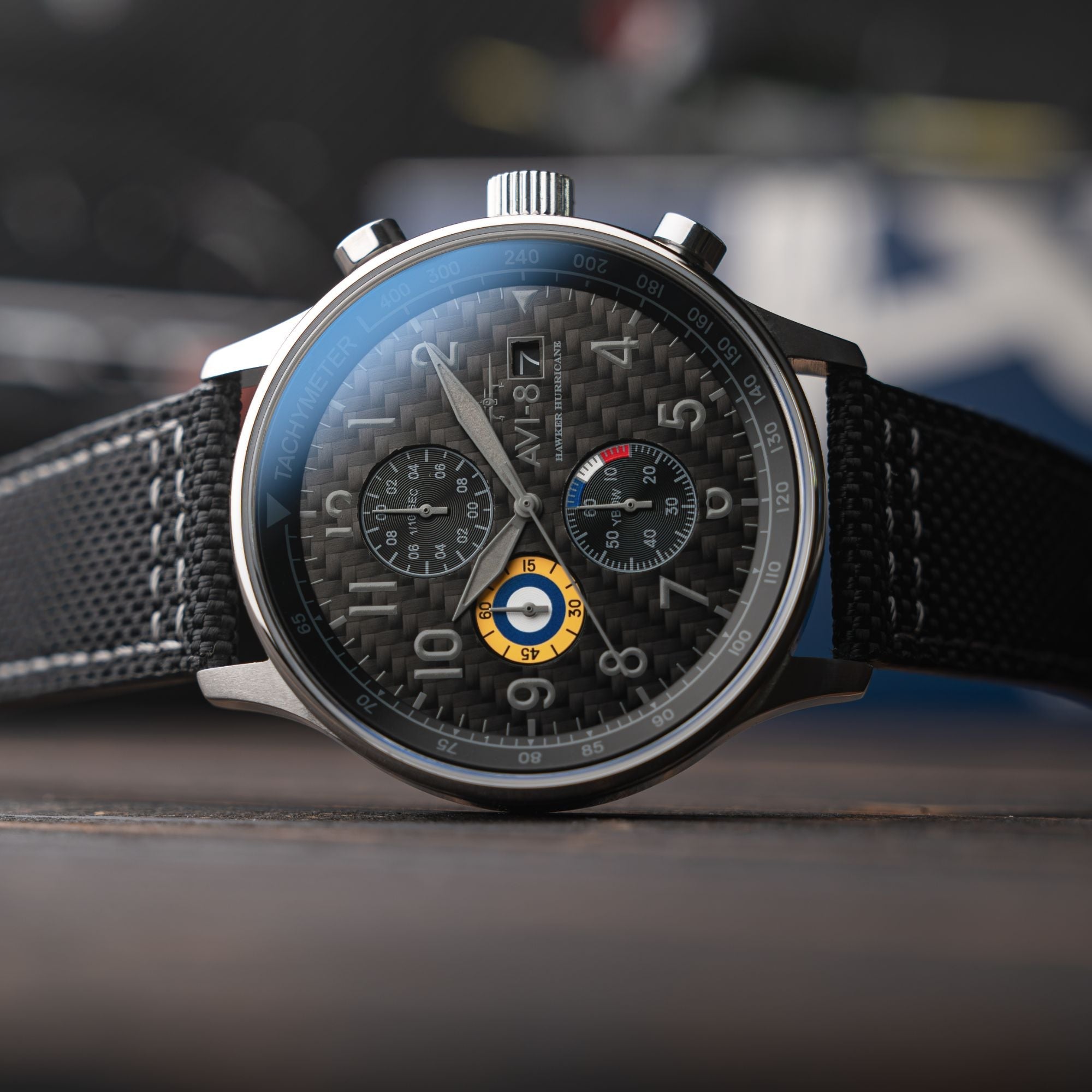 AVI-8 Hawker Hurricane Classic Chronograph Carbon Fiber Black Av 4011 0W