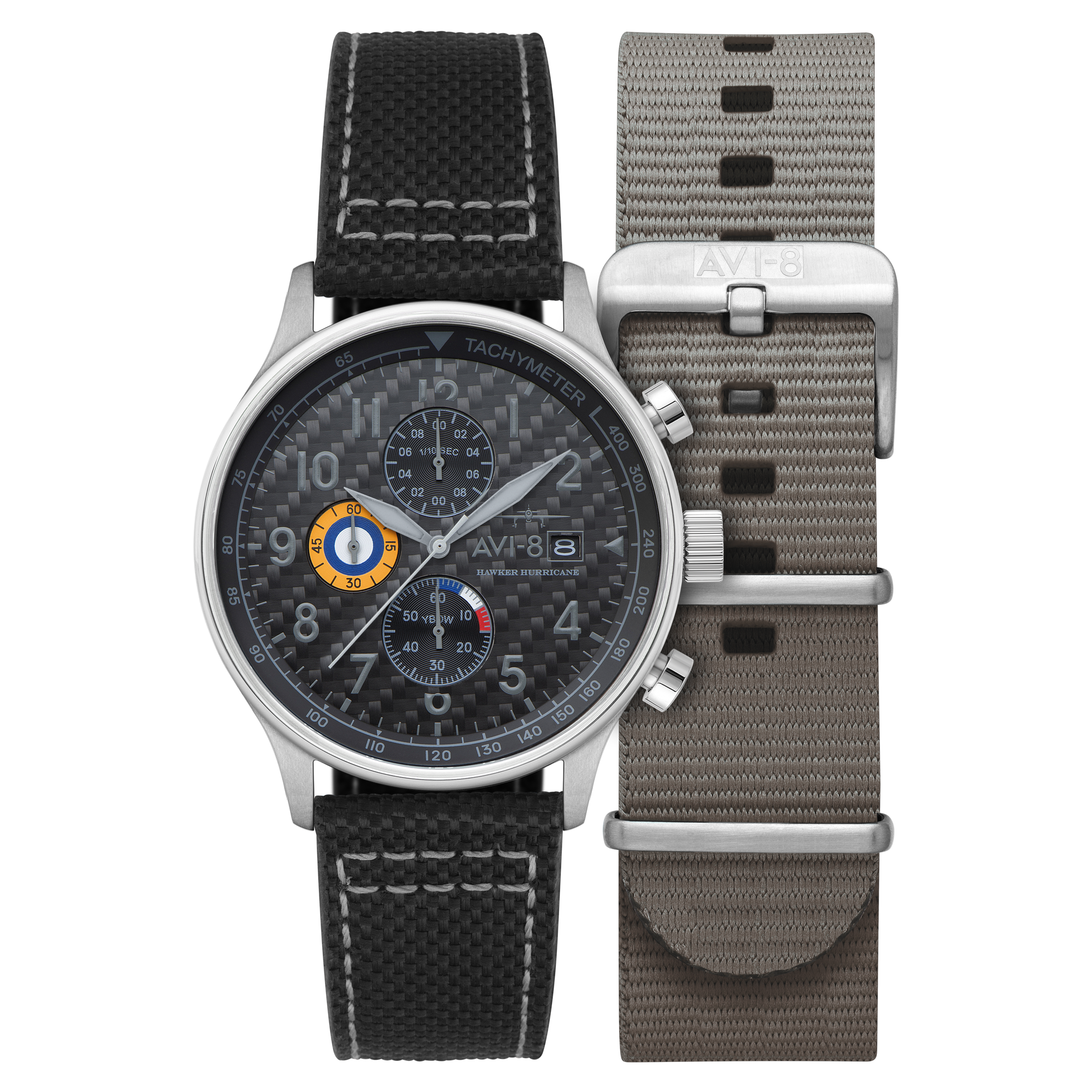 AVI-8 Hawker Hurricane Classic Chronograph Carbon Fiber Black Av 4011 0W