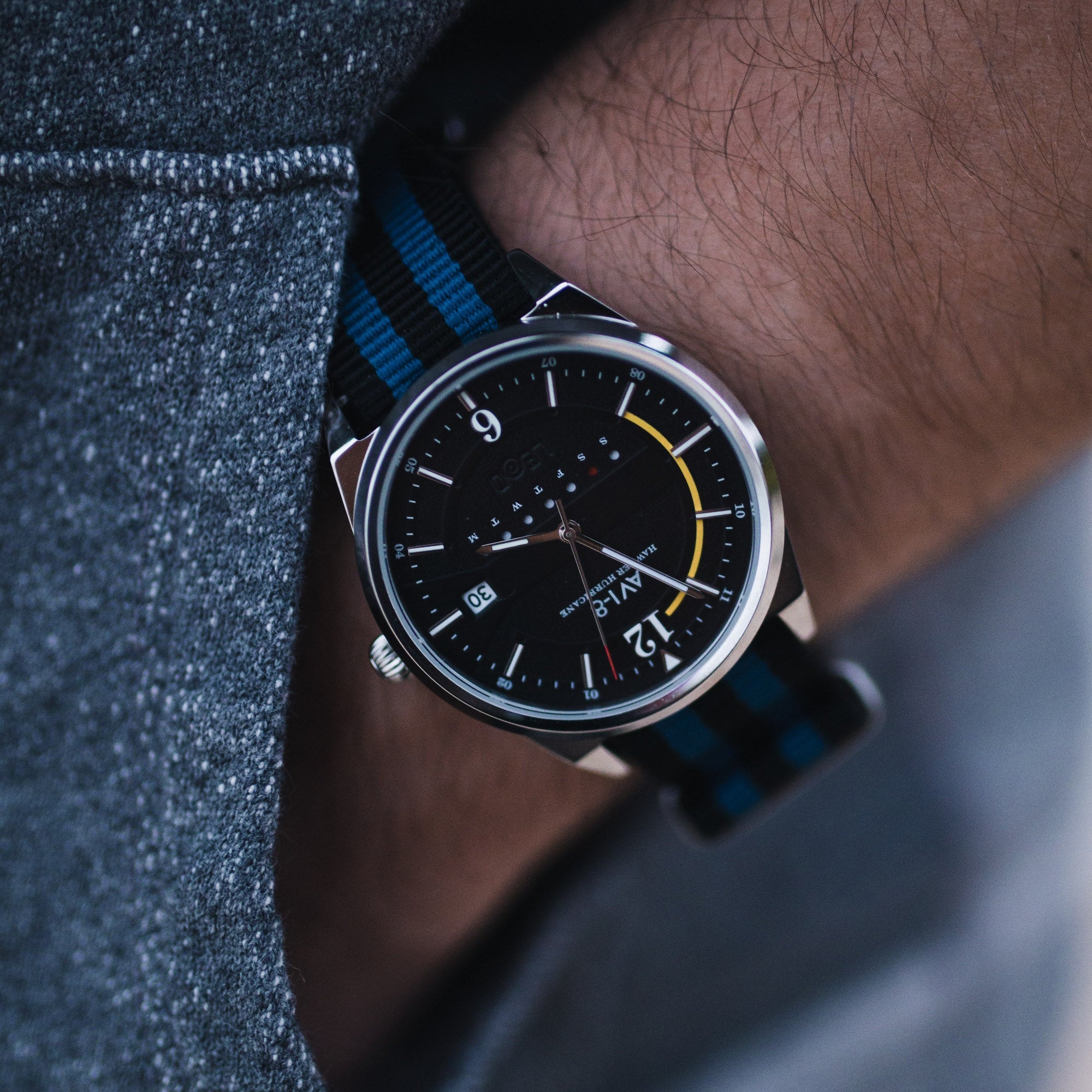 AVI-8 Hawker Hurricane Automatic Watch Black Blue