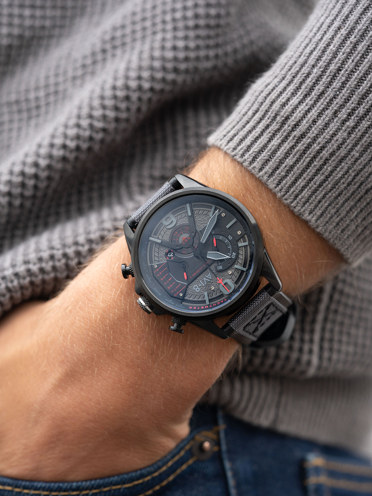 AVI-8 Dual Retrograde Chronograph Stealth Black