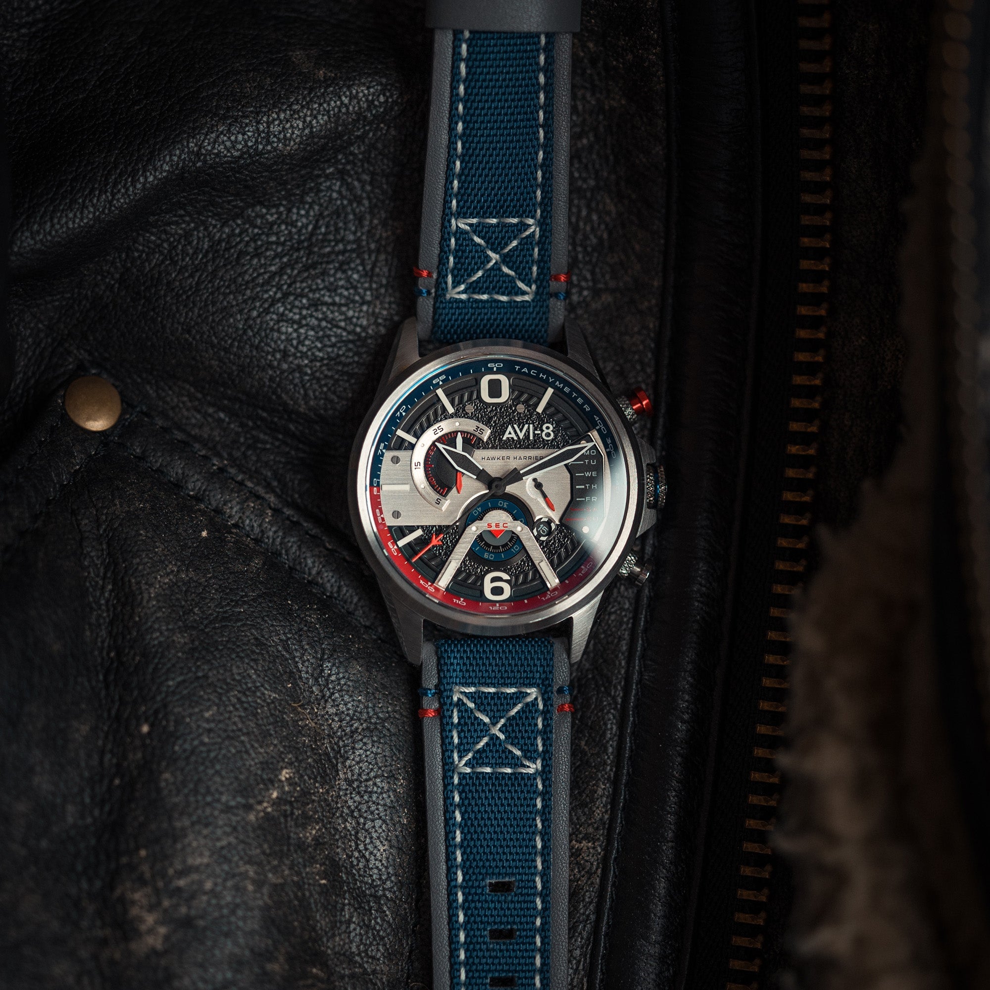 AVI-8 Hawker Harrier Dual Retrograde Chronograph Admiral Black Steel Av 4056 09