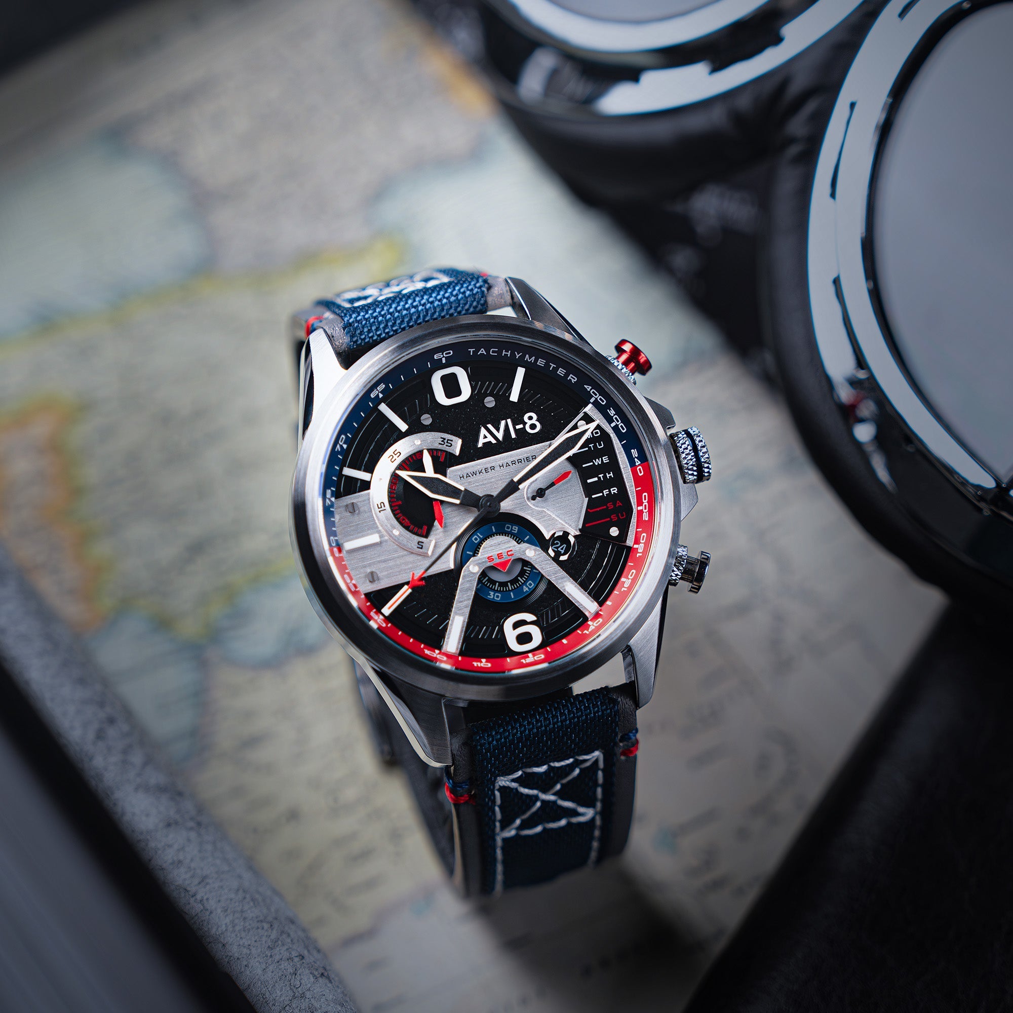 AVI-8 Hawker Harrier Dual Retrograde Chronograph Admiral Black Steel Av 4056 09