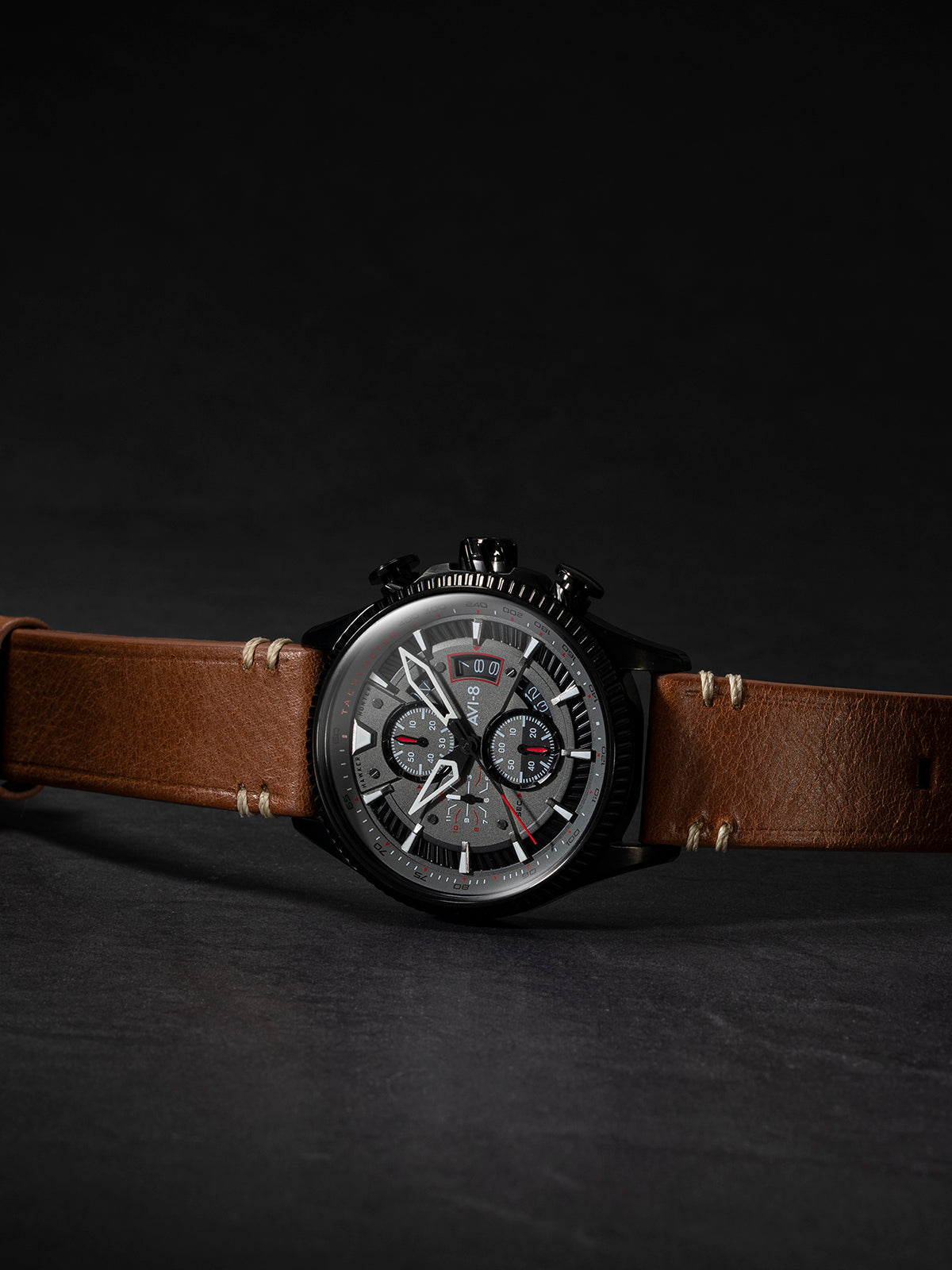 AVI-8 Avon Chronograph Scarlet Black Brown