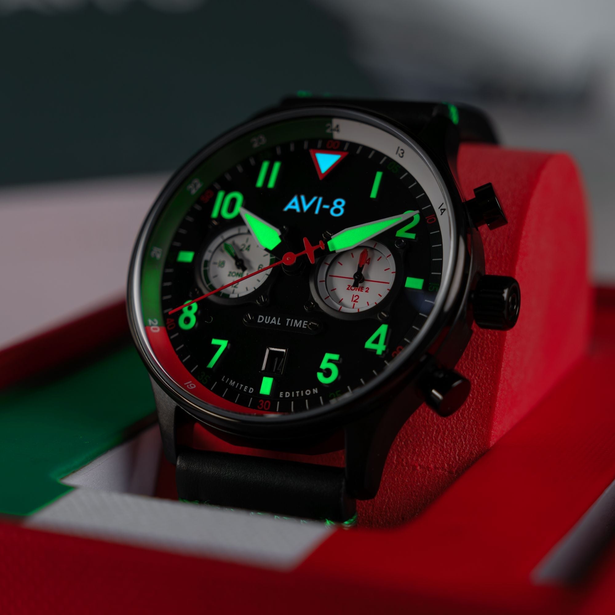 AVI-8 Carey Dual Time Mexico Limited Edition Tri Color Black