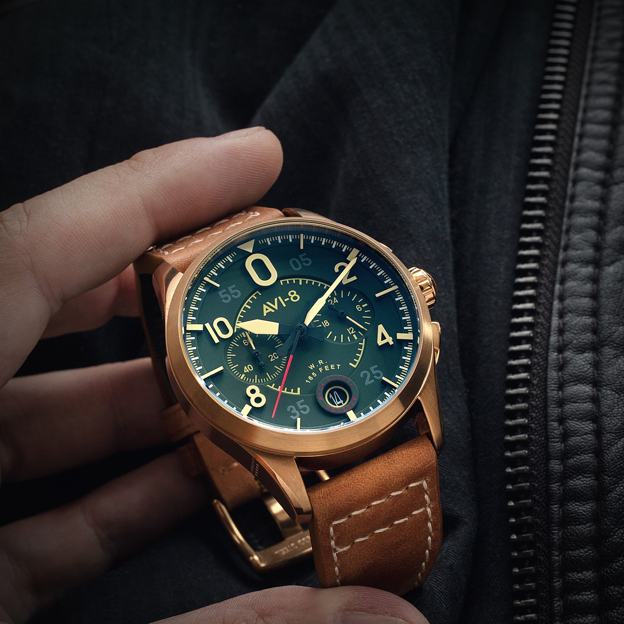 AVI-8 Spitfire Lock Chronograph Bronze Green Av 4089 02