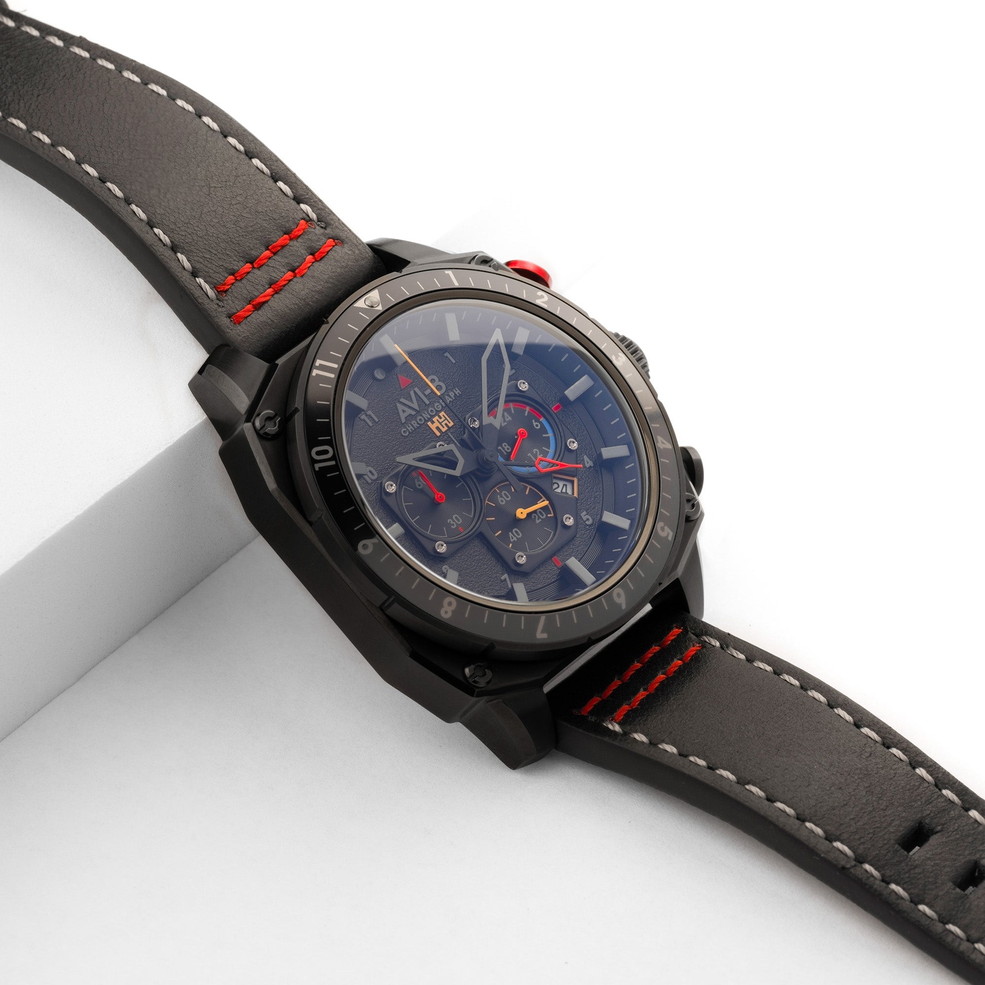 AVI-8 Hawker Hunter Atlas Dual Time Chronograph Black Ops Av 4100 04