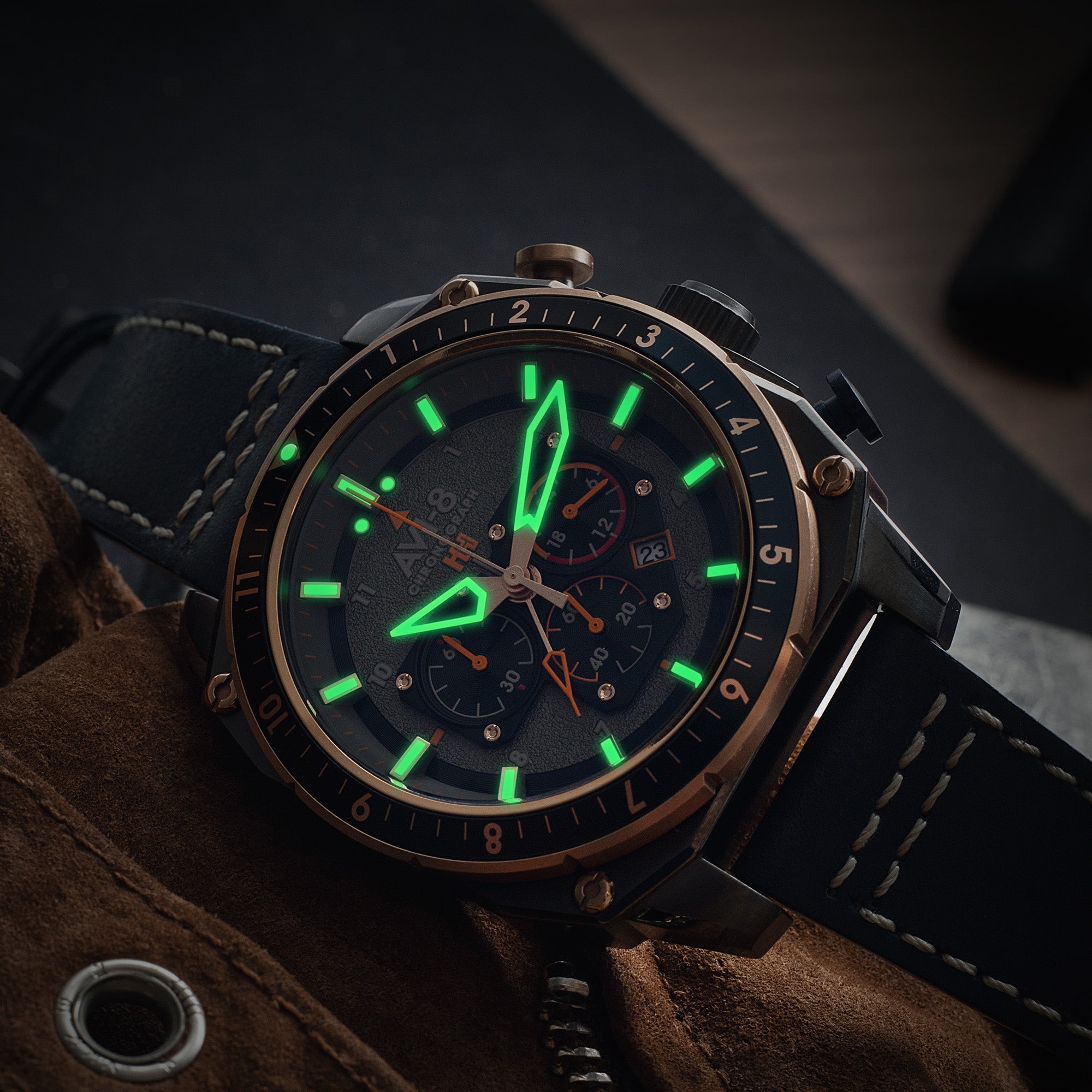 AVI-8 Hawker Hunter Atlas Dual Time Chronograph Charcoal Grey Av 4100 07