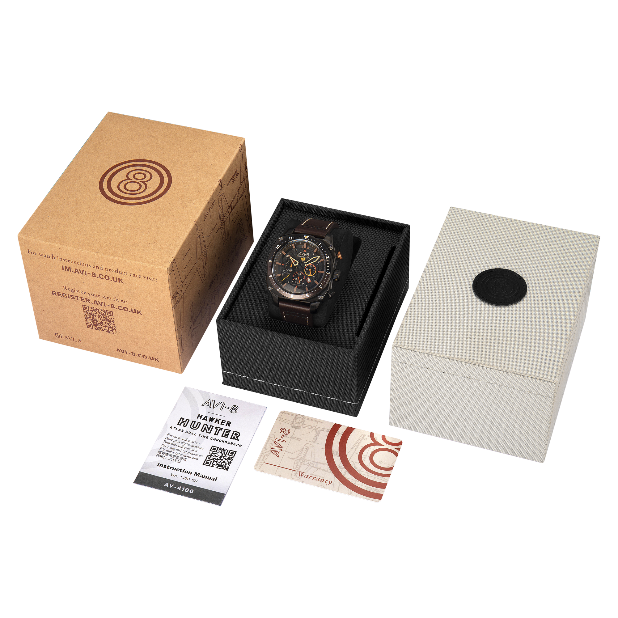 AVI-8 Atlas Dual Time Chronograph Soot Black