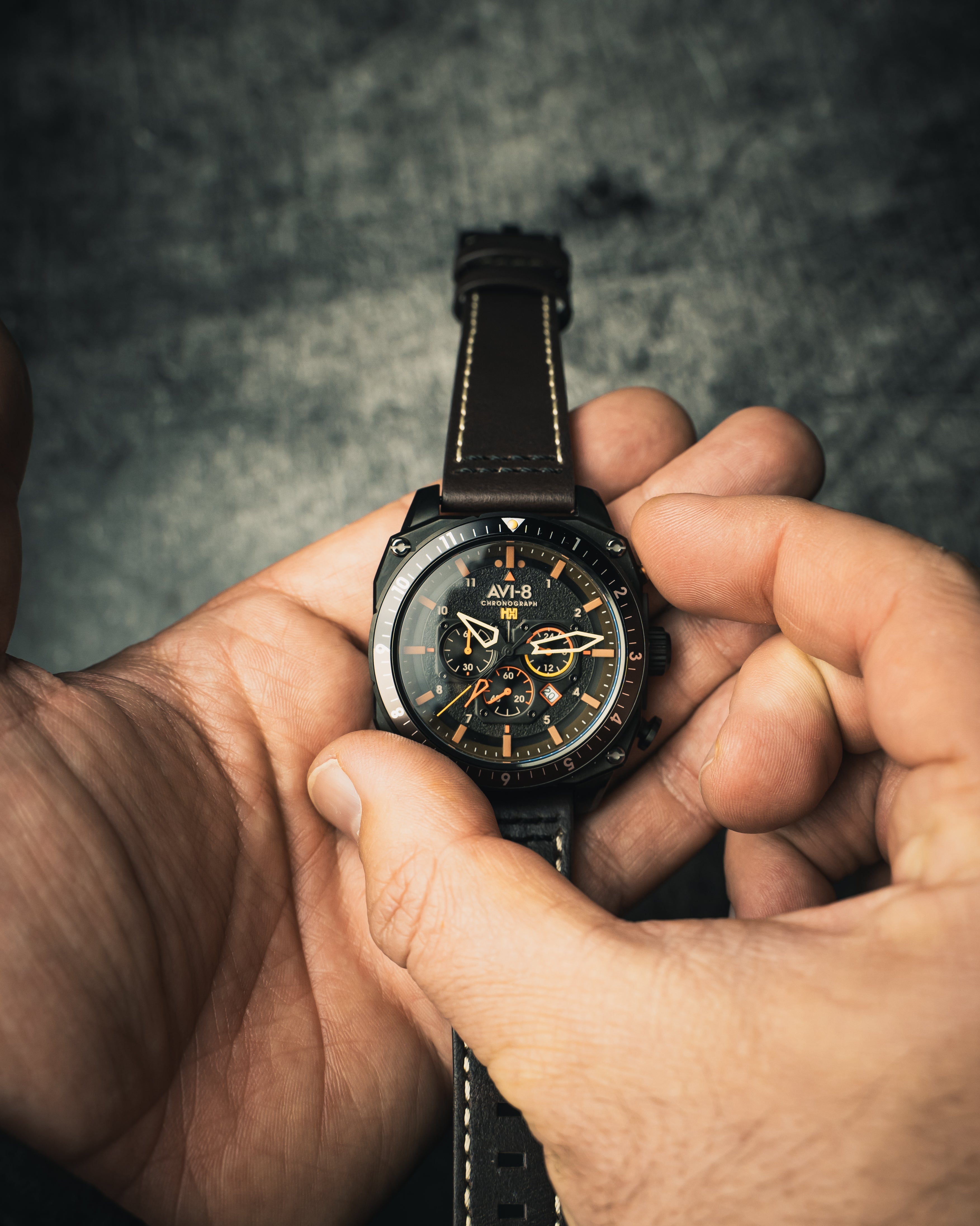 AVI-8 Atlas Dual Time Chronograph Soot Black