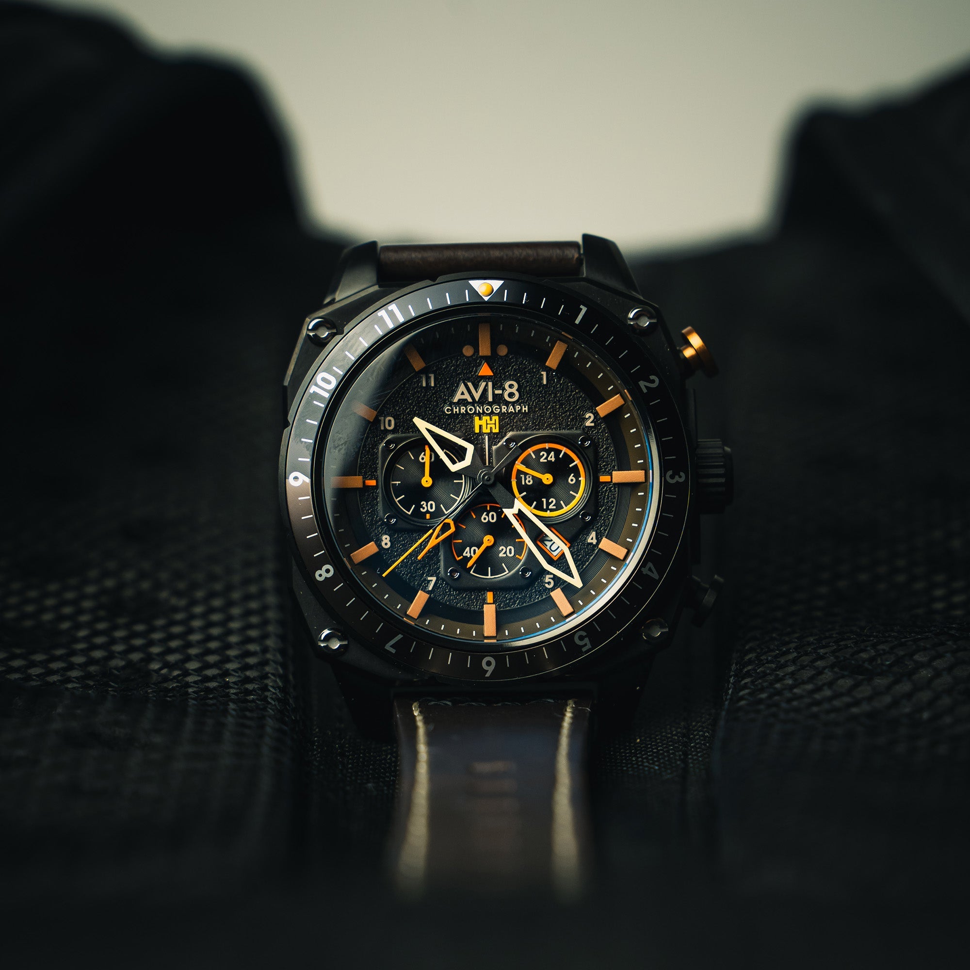 AVI-8 Atlas Dual Time Chronograph Soot Black