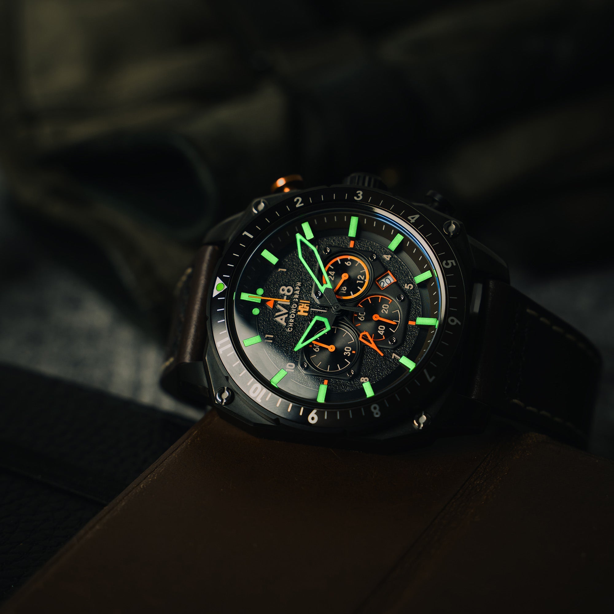 AVI-8 Atlas Dual Time Chronograph Soot Black