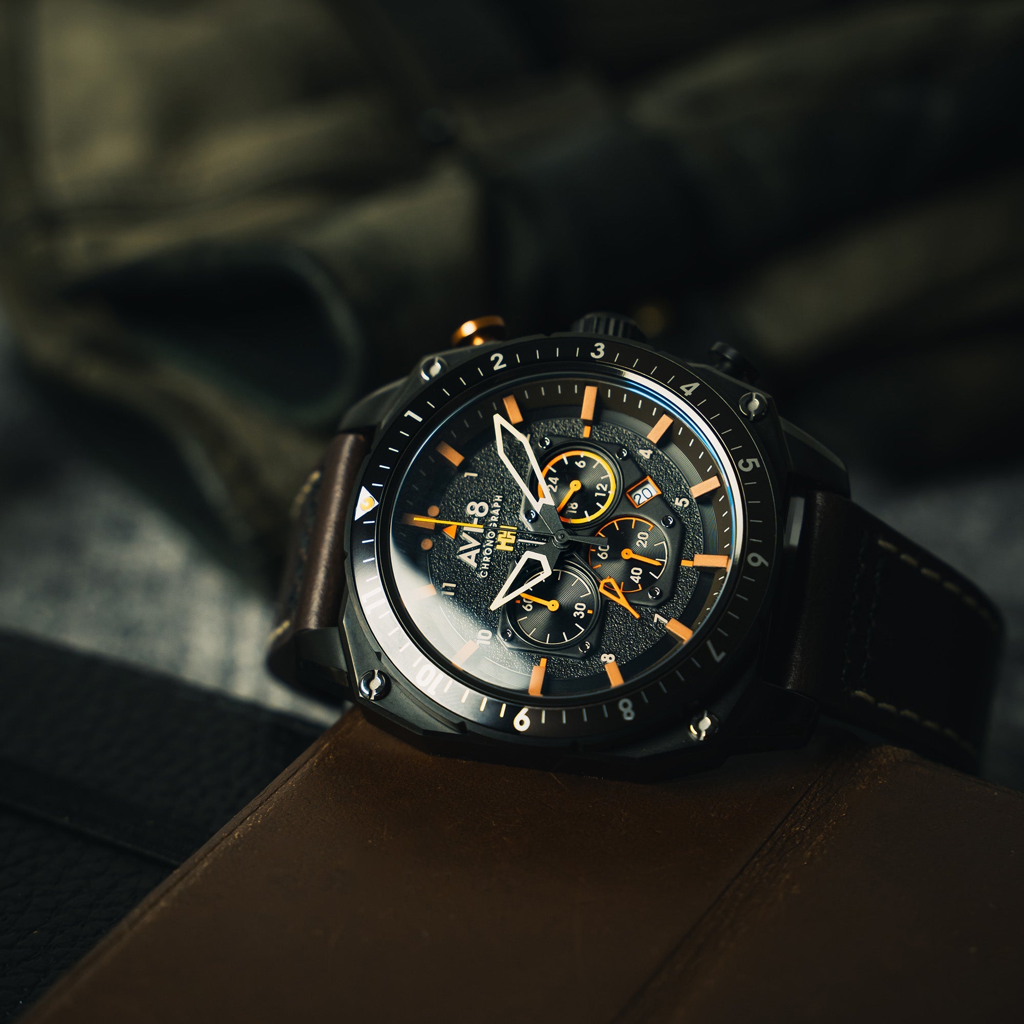 AVI-8 Atlas Dual Time Chronograph Soot Black