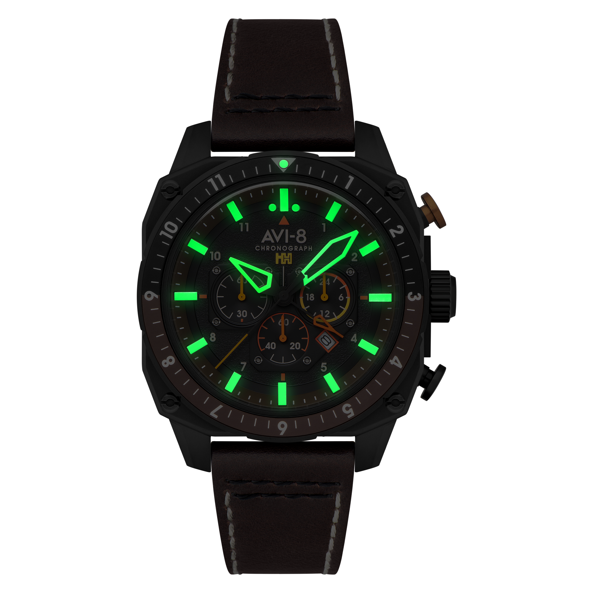 AVI-8 Atlas Dual Time Chronograph Soot Black