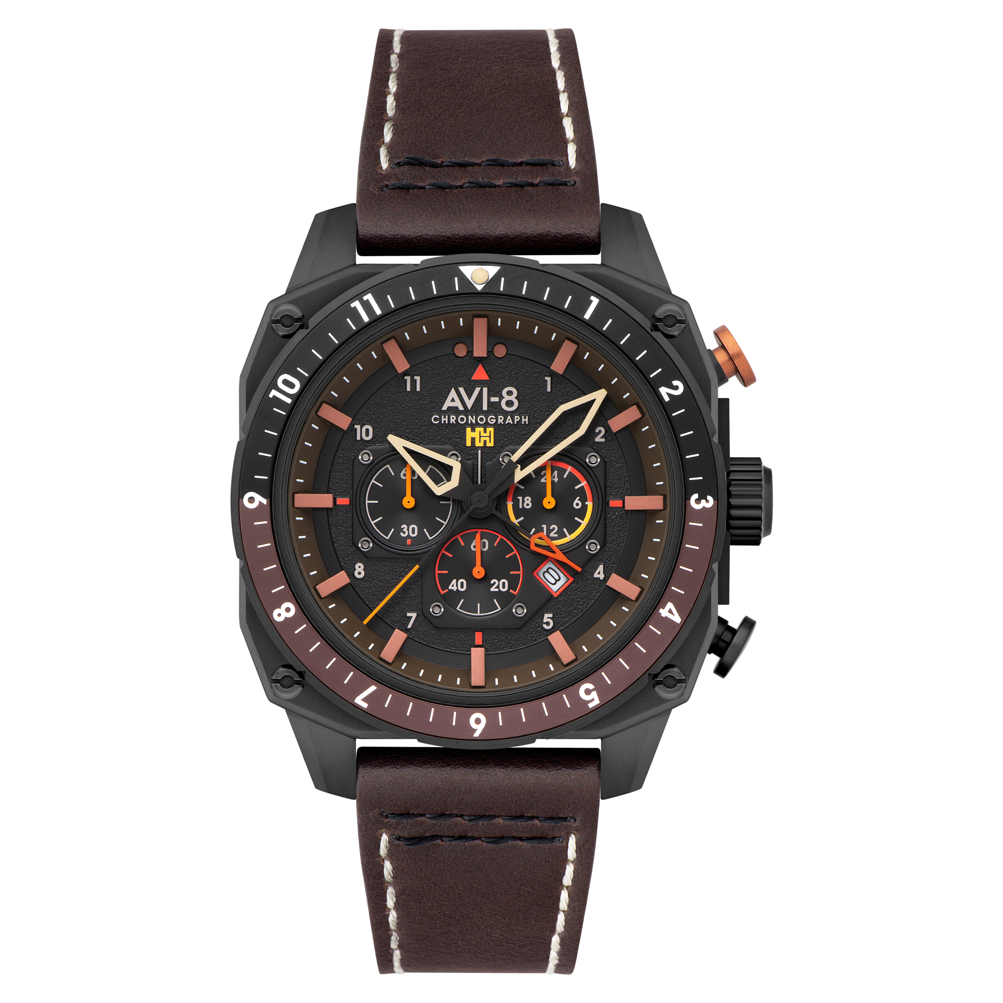 AVI-8 Atlas Dual Time Chronograph Soot Black
