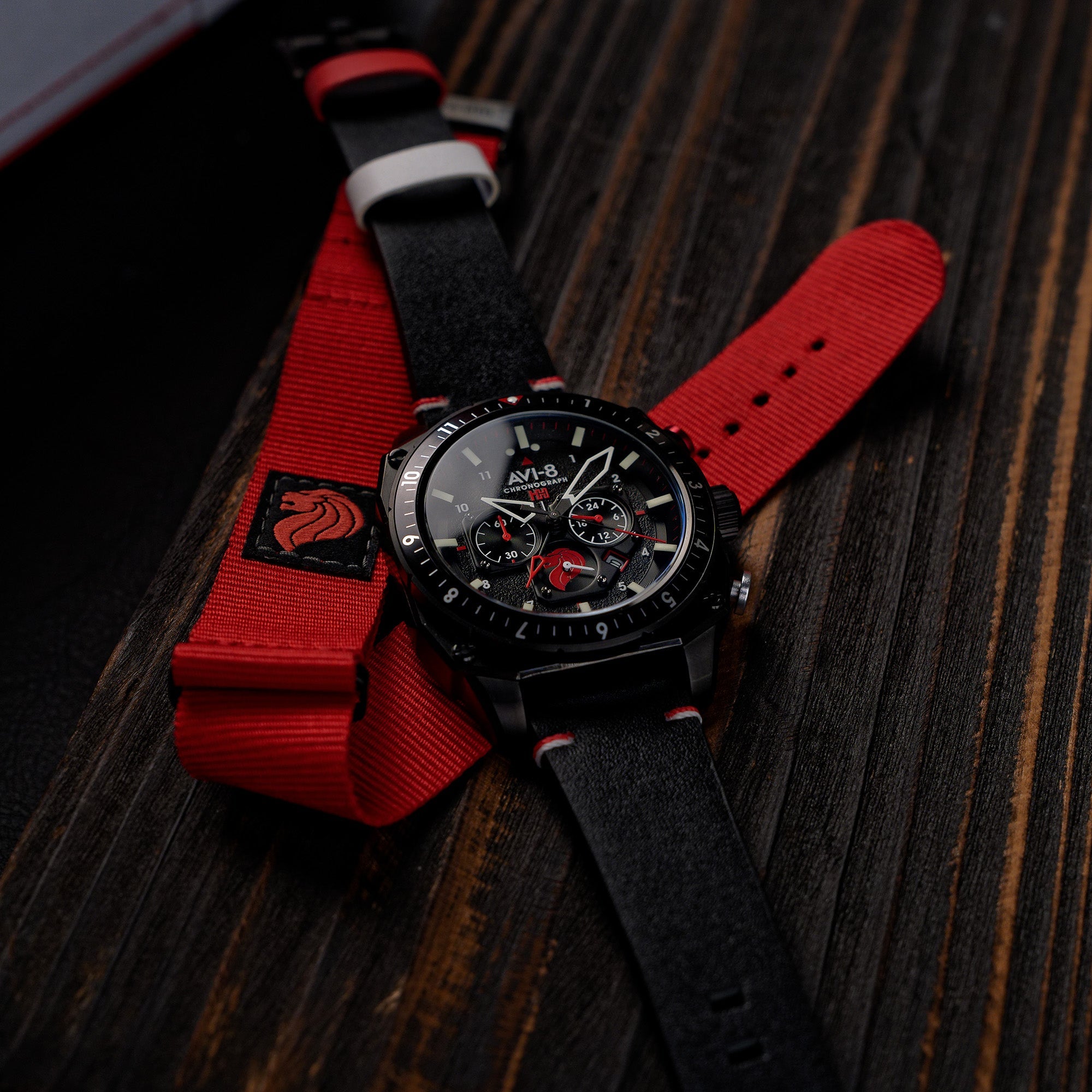 AVI-8 Atlas Dual Time Chronograph Singapore Air Force Limited Edition Pegasus Black