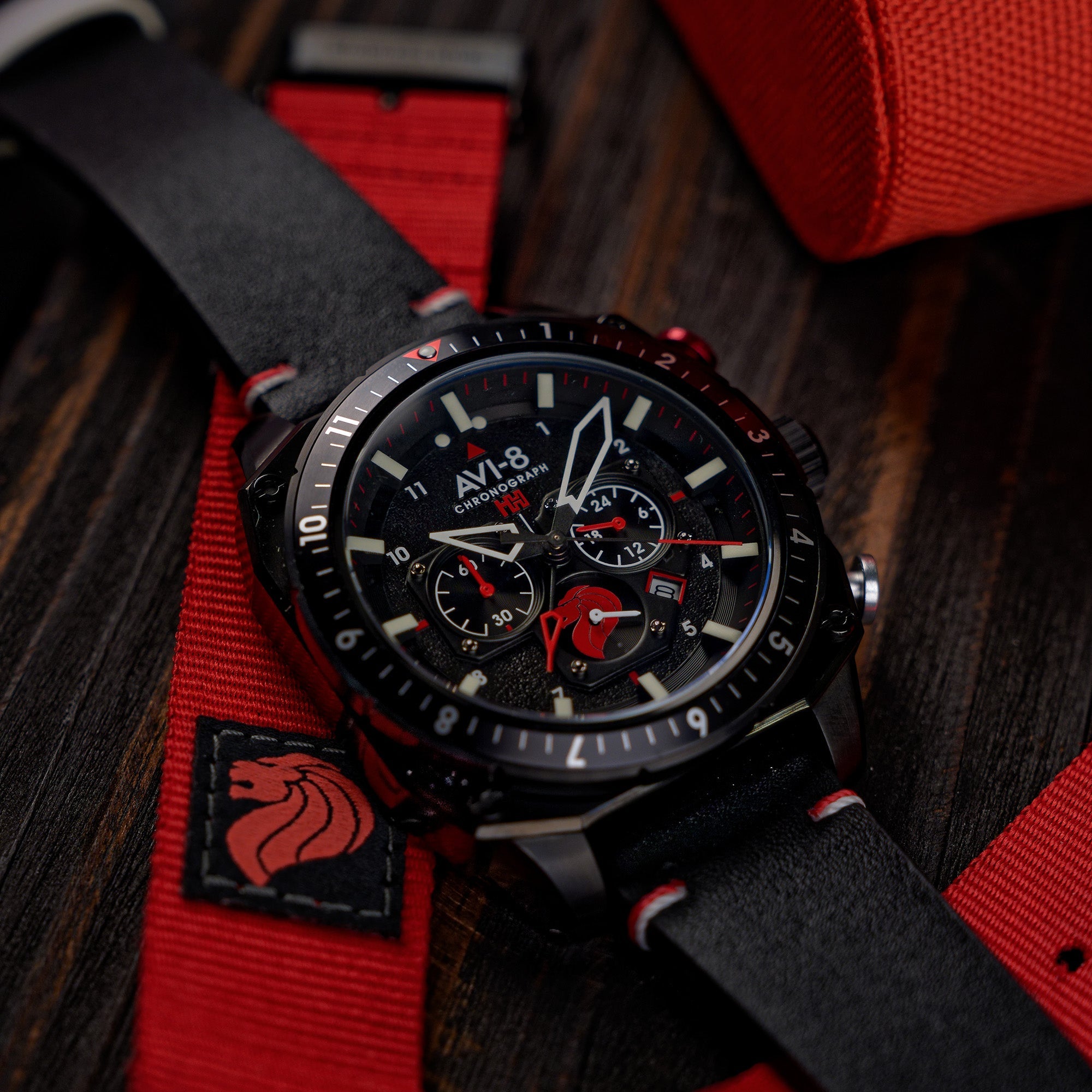 AVI-8 Atlas Dual Time Chronograph Singapore Air Force Limited Edition Pegasus Black