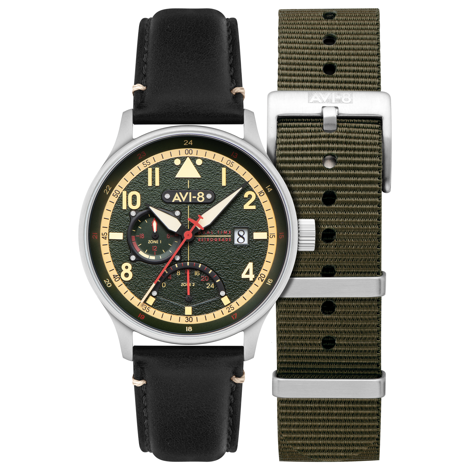 AVI-8 Mckellar Dual Time Gothic Green