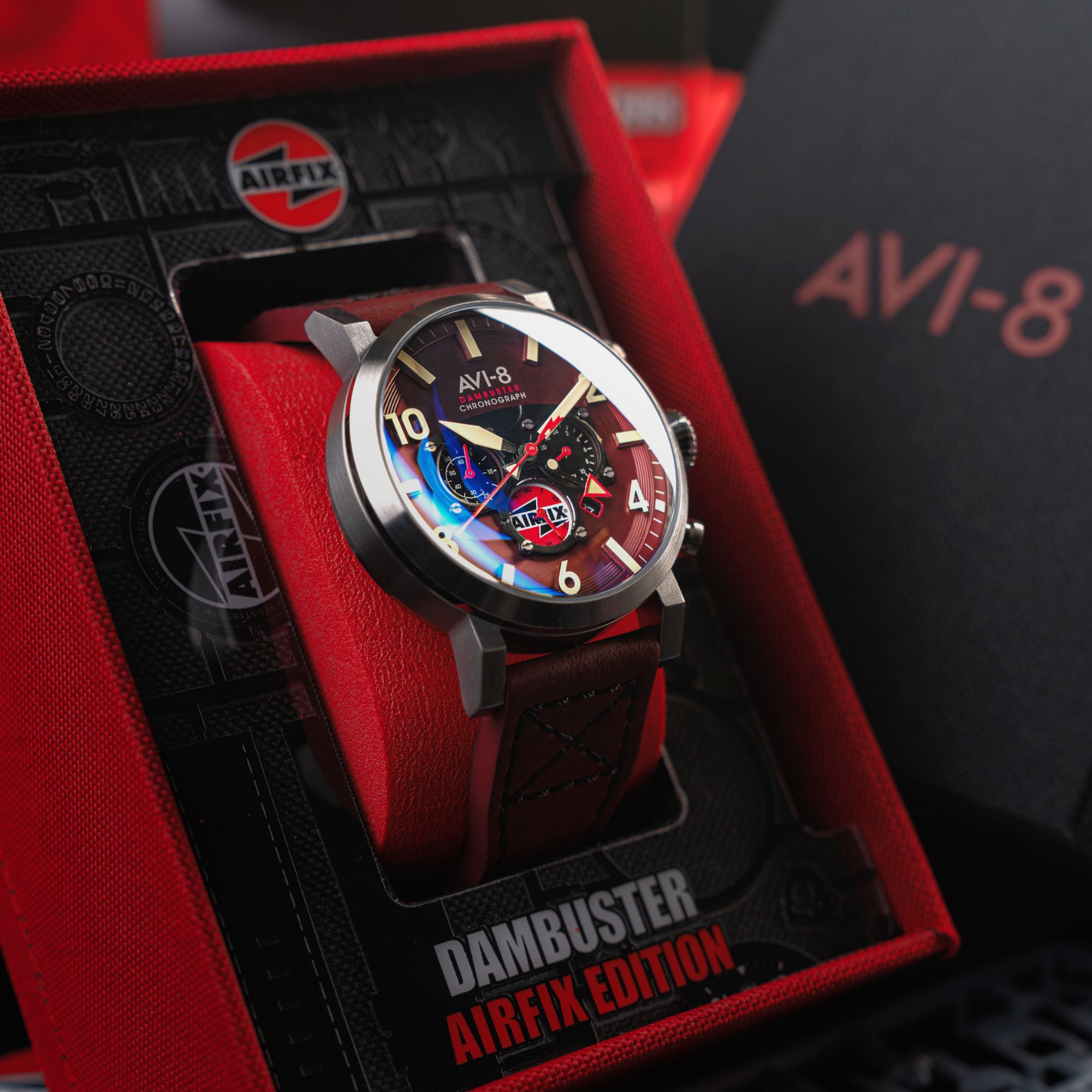 AVI-8 Gibson Dual Time Chronograph Airfix Edition Hazard Red