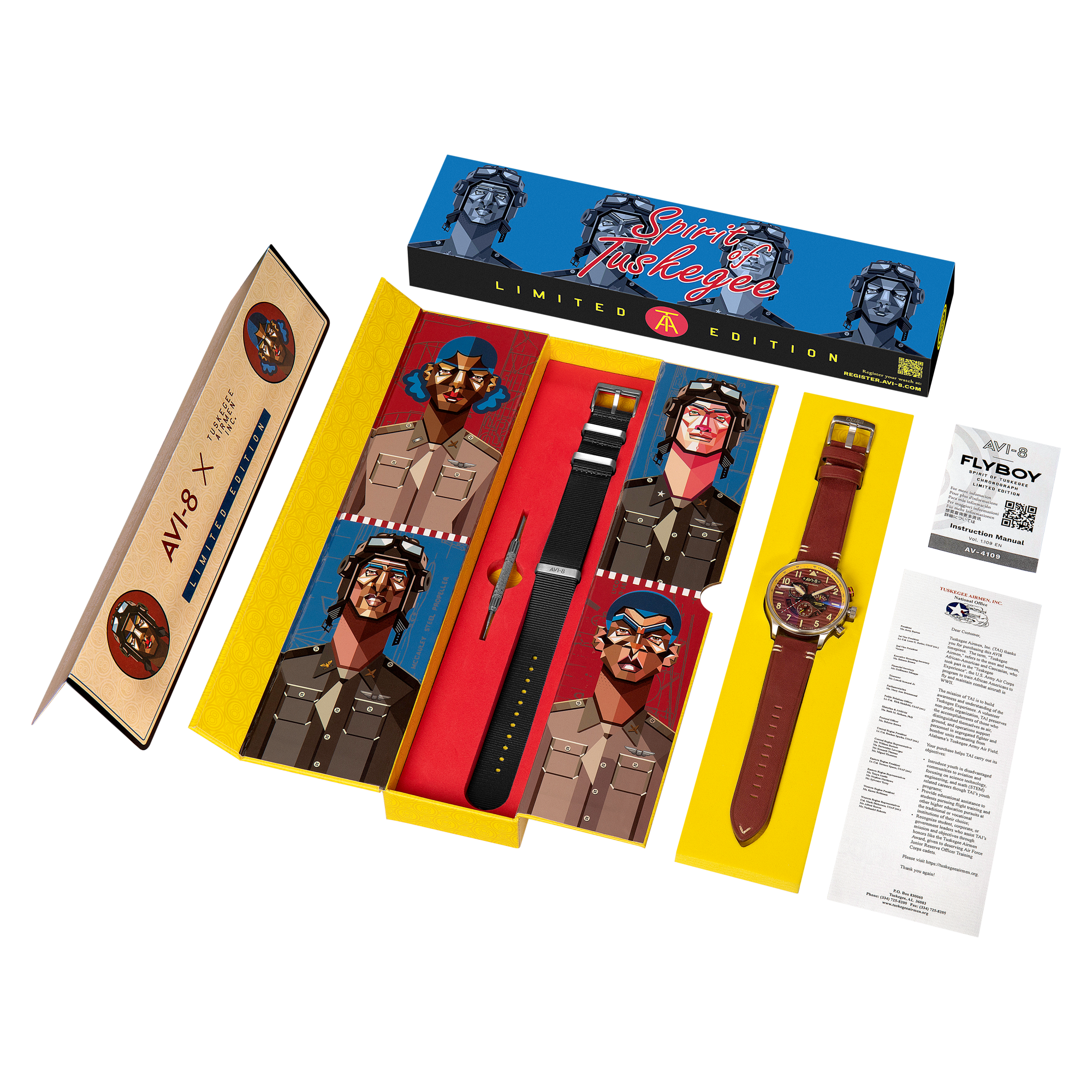 AVI-8 Flyboy Spirit Of Tuskegee Chronograph Limited Edition Brown Av 4109 02