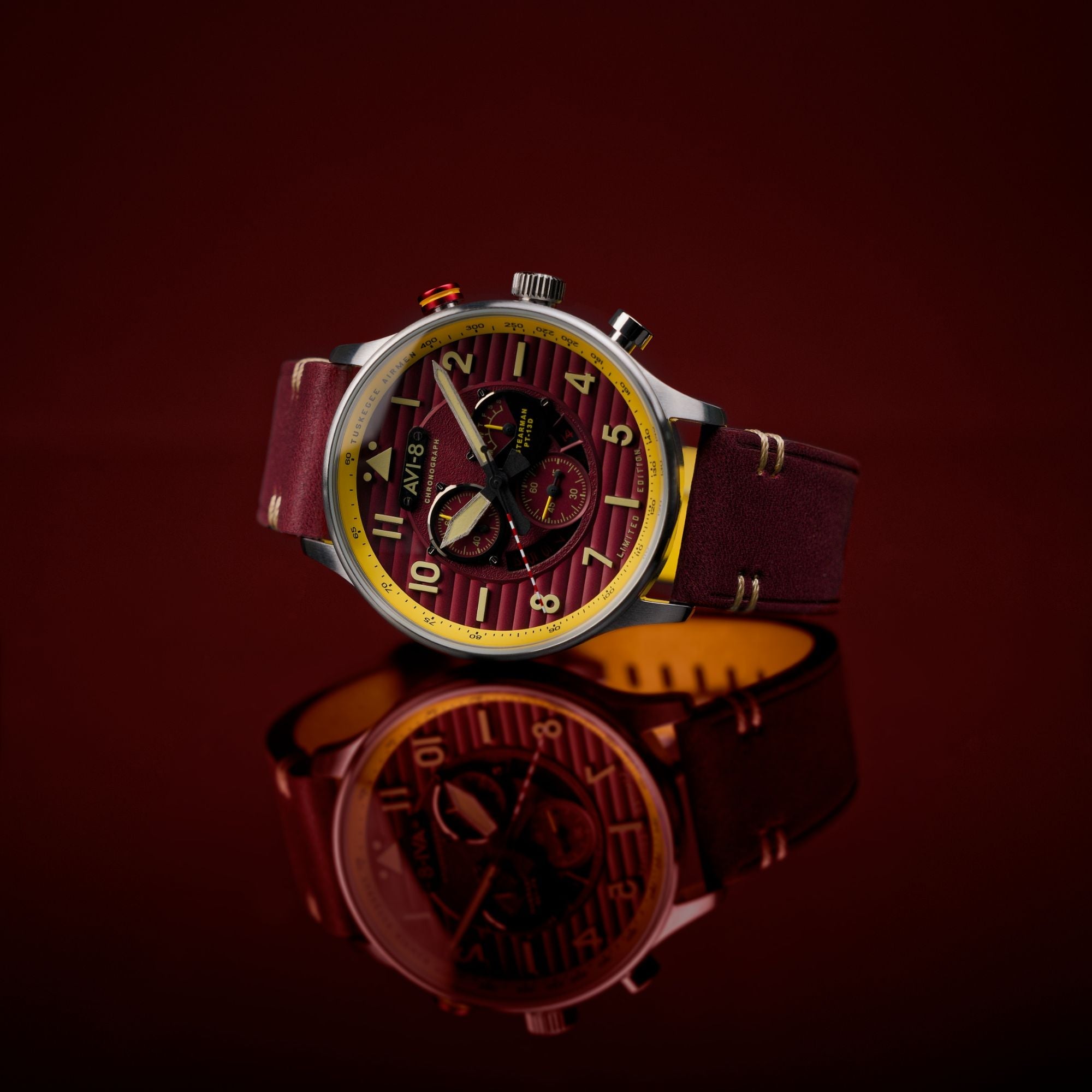AVI-8 Flyboy Spirit Of Tuskegee Chronograph Limited Edition Brown Av 4109 02