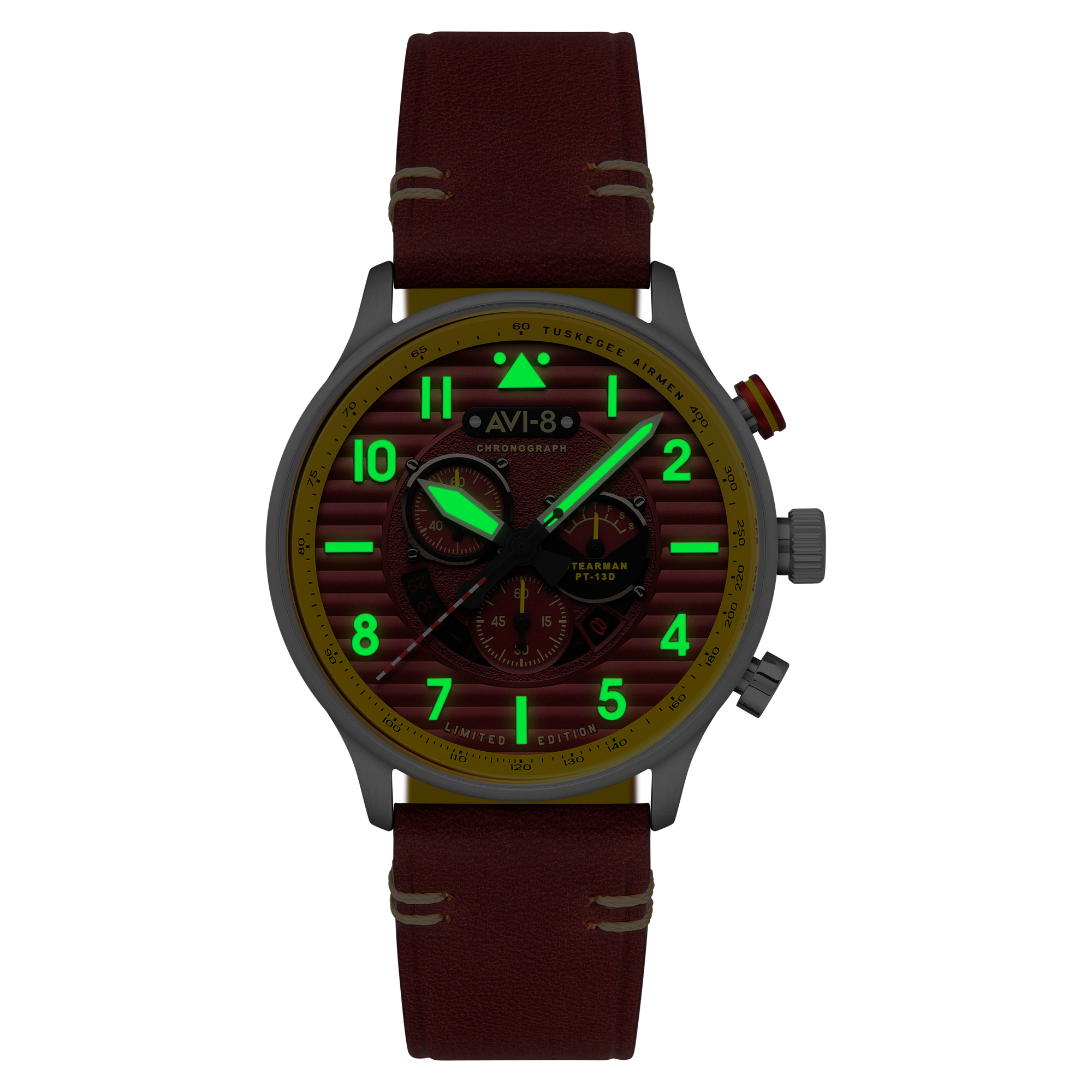 AVI-8 Flyboy Spirit Of Tuskegee Chronograph Limited Edition Brown Av 4109 02