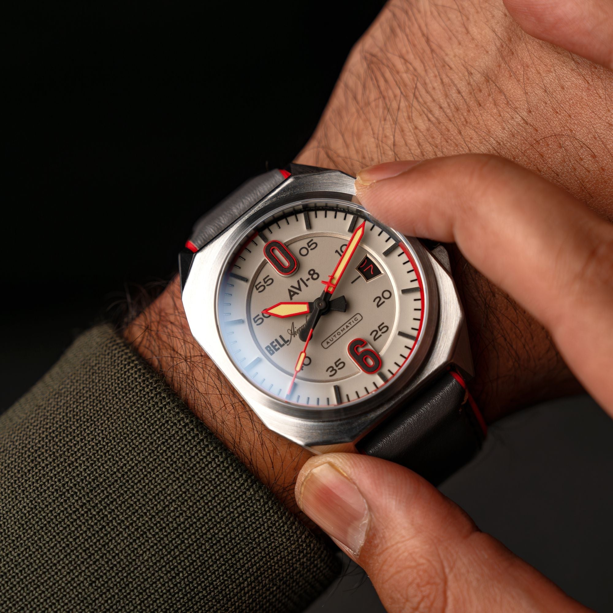 AVI-8 Bell X 1 Machbuster Automatic Desert Khaki Av 4115 07