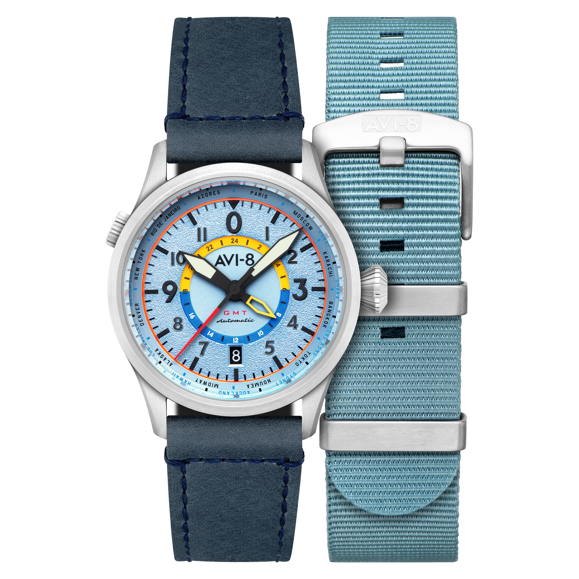 AVI-8 Wingman Worldtimer Gmt Automatic Power Blue